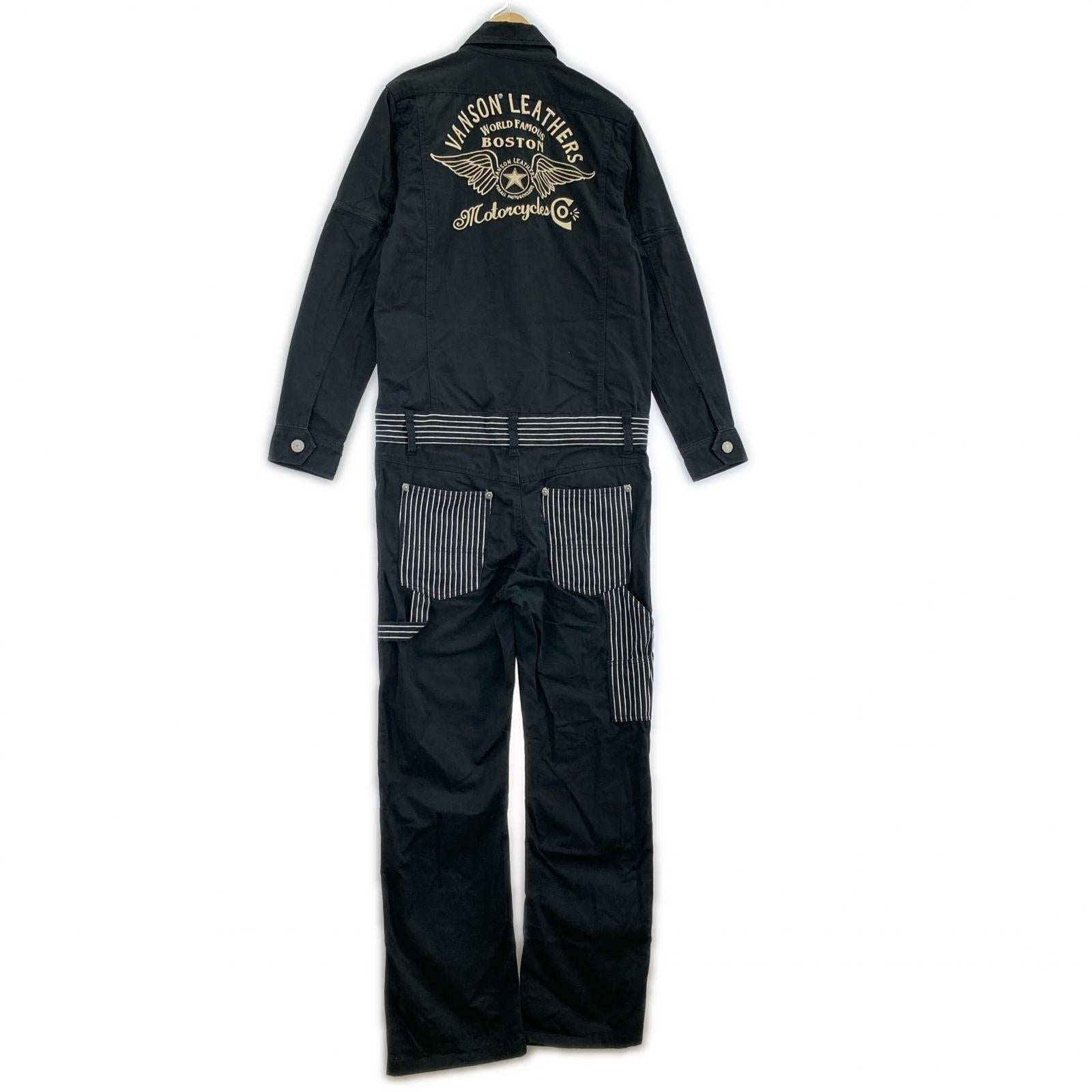 オーバーオール つなぎ 黒 (M) M ブラック
