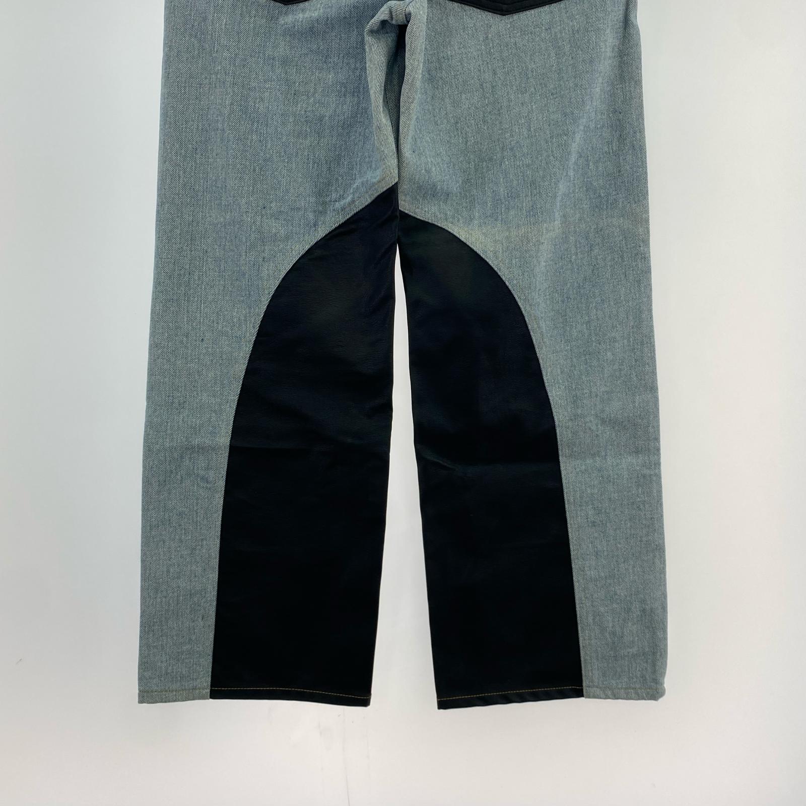 デニムパンツ BGHB レザー切り替えデニムパンツ M M ブルー