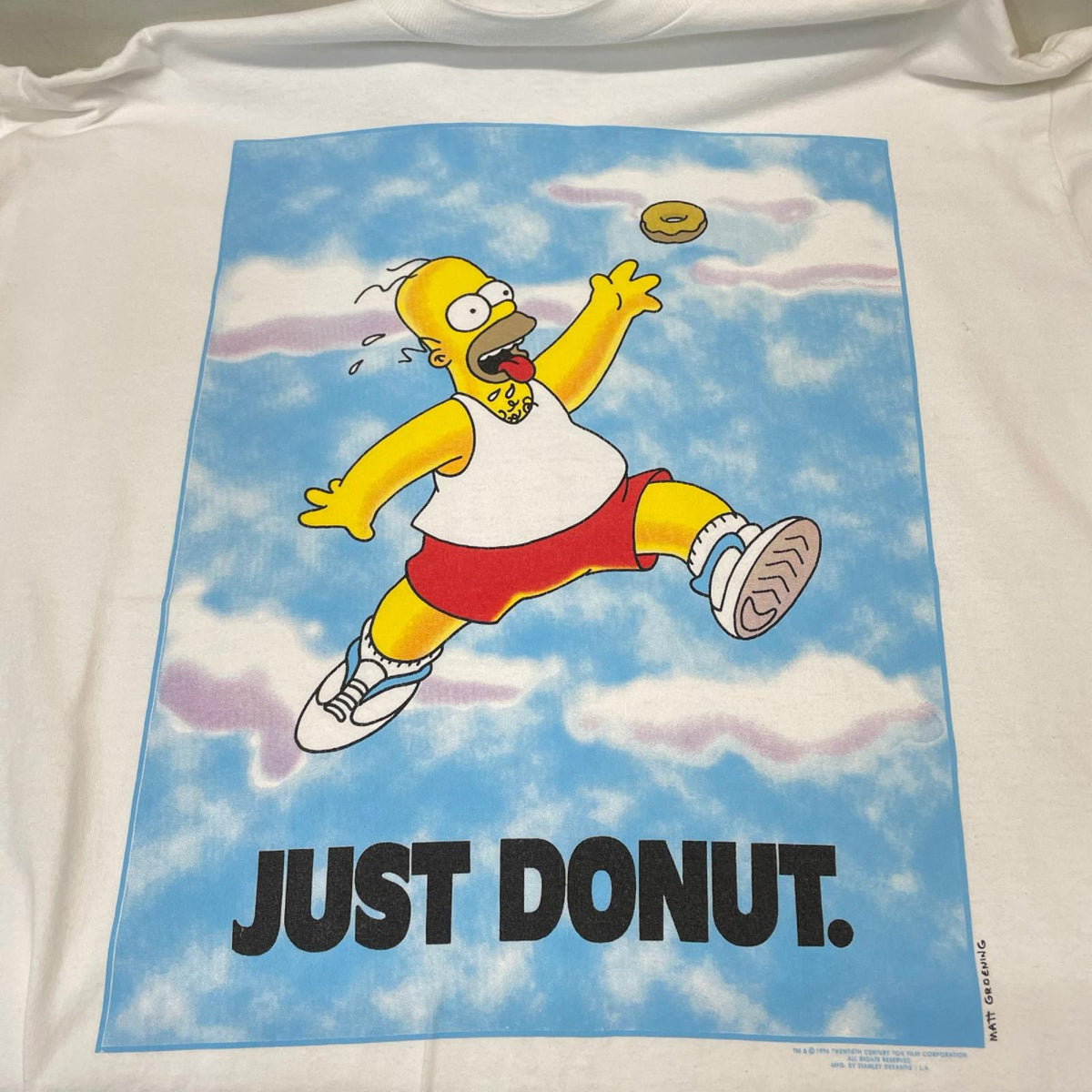 半袖Ｔシャツ 90s シンプソンズ・ホーマー　JUST DONUT. パロディTシャツ1996年 STANLEY DESANTSﾀｸﾞ LL