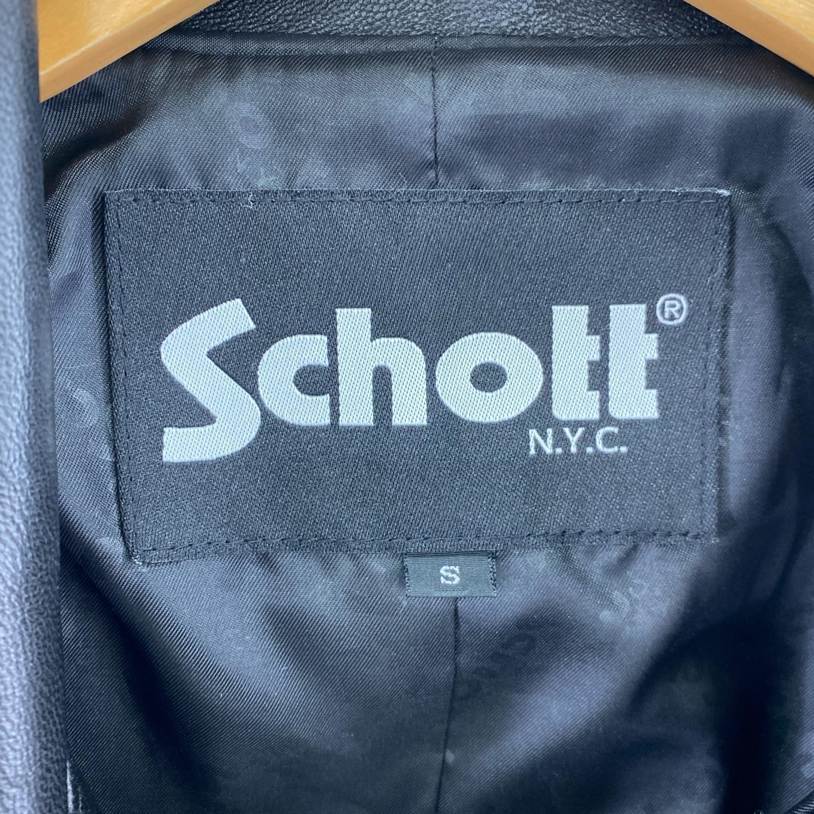 レザージャケット schott SHEEP LEATHER 1st TRACKER JACKET 782-3950128 黒 (S) S ブラック