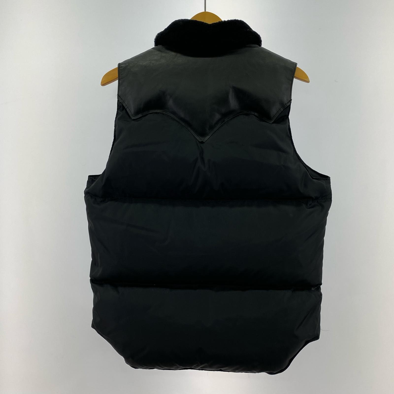 ダウンベスト Christy Vest レザー ナイロン ダウンベスト 36 黒 36 ブラック