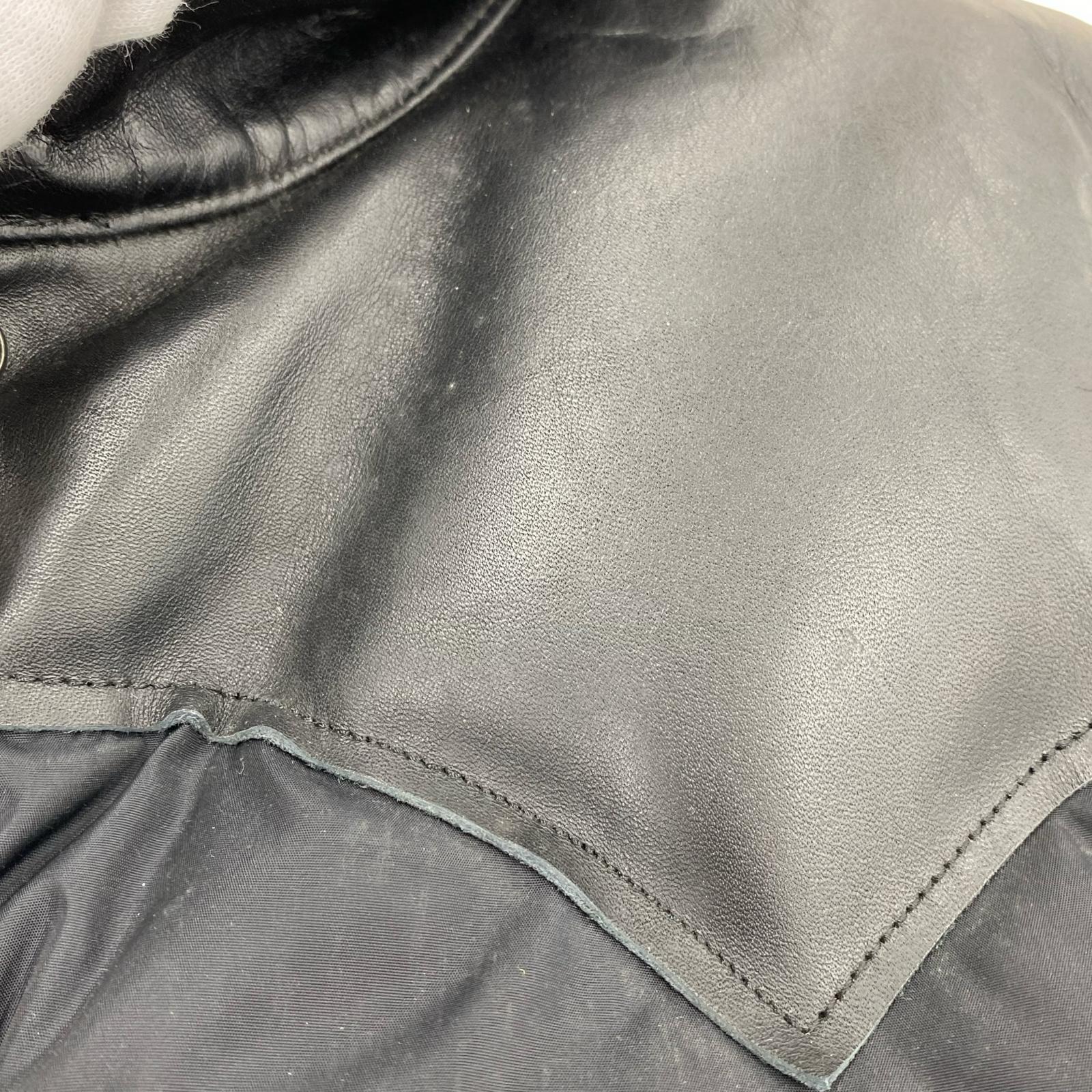 ダウンベスト Christy Vest レザー ナイロン ダウンベスト 36 黒 36 ブラック