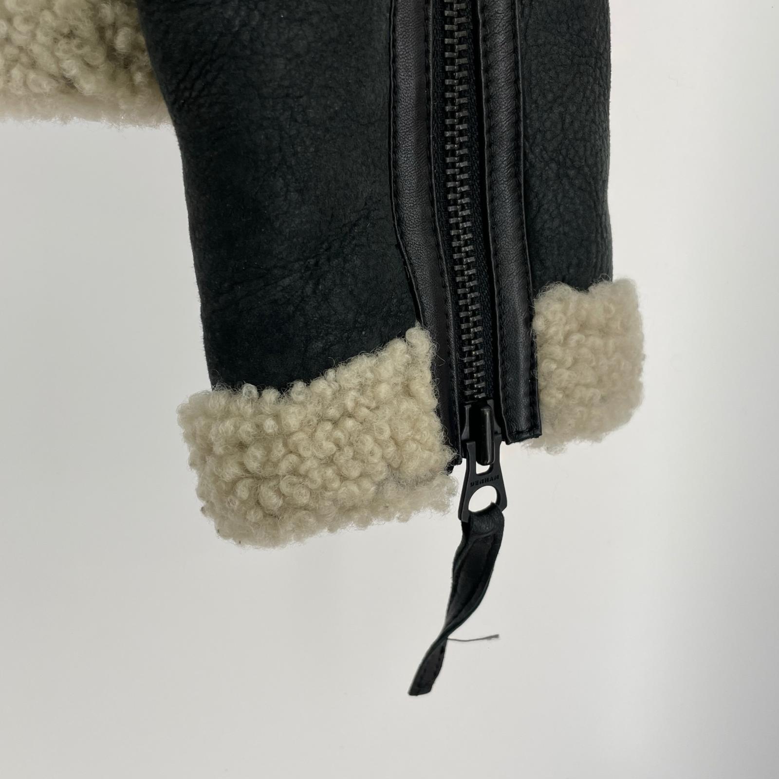 ミリタリージャケット AVIATOR レザームートン ジャケット ブラック XL ブラック