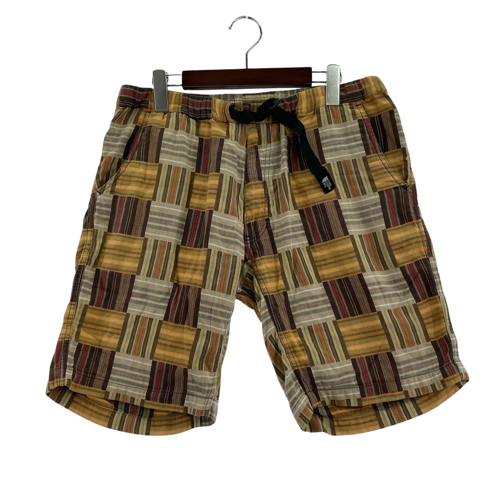 ショートパンツ クライミング チェックショーツ 茶 (L) L ブラウン