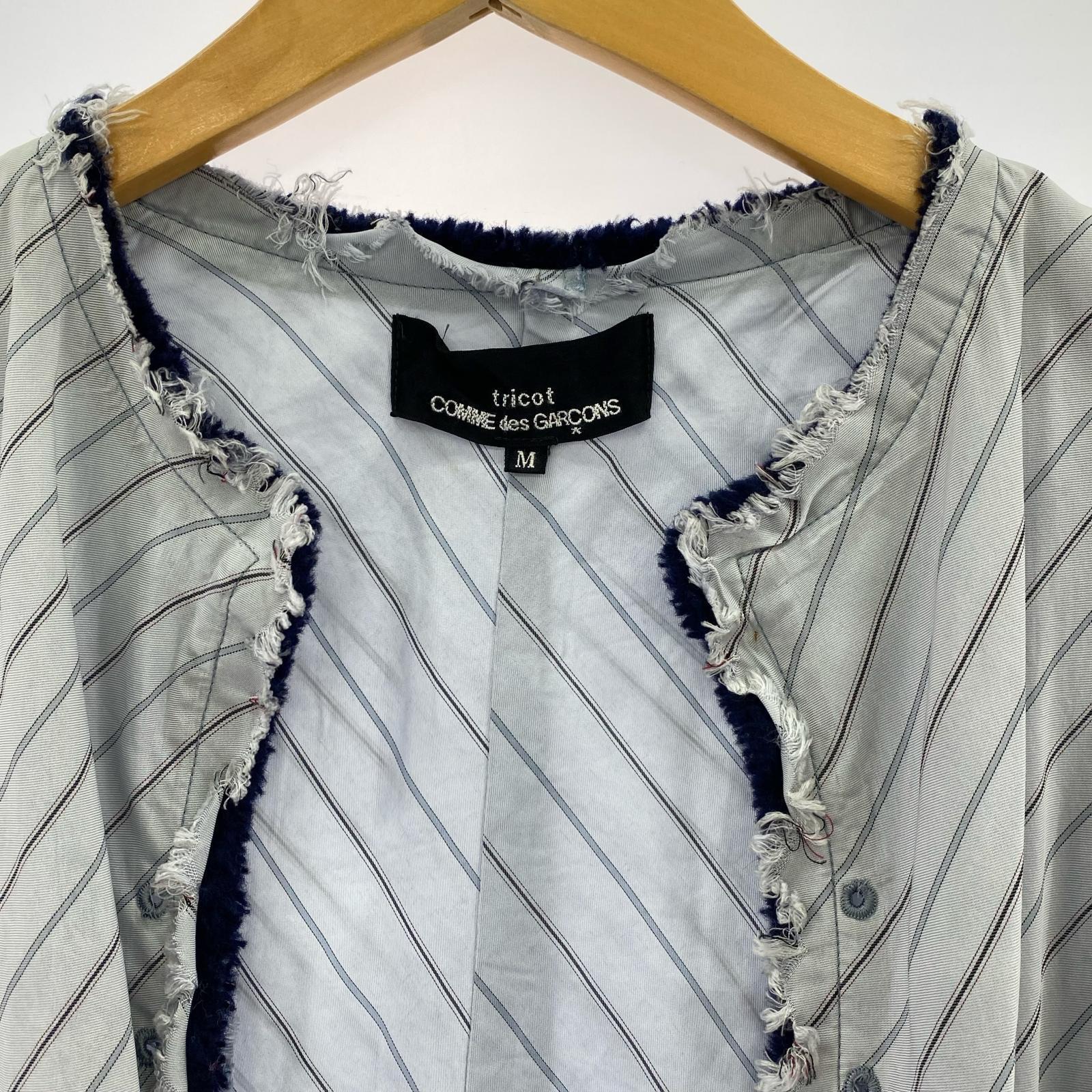ジャケット 00年 カットオフ ストライプ 青 (M) M ブルー