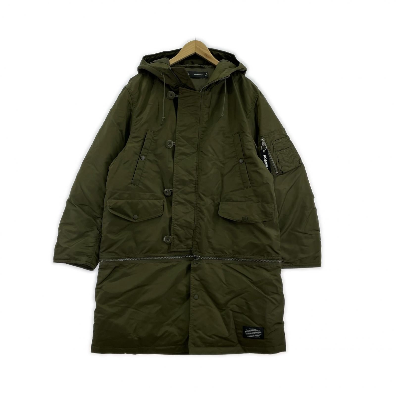 ダウンジャケット GU×UNDERCOVER ヒートパデッドコンバーチブルコート M カーキ