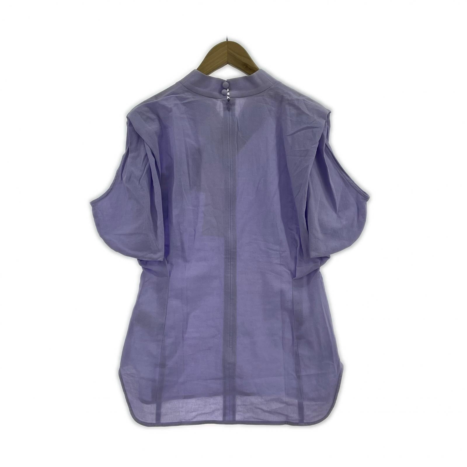 半袖シャツ Crepe Buttoned V-Neck Top 2 パープル