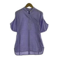 半袖シャツ Crepe Buttoned V-Neck Top 2 パープル
