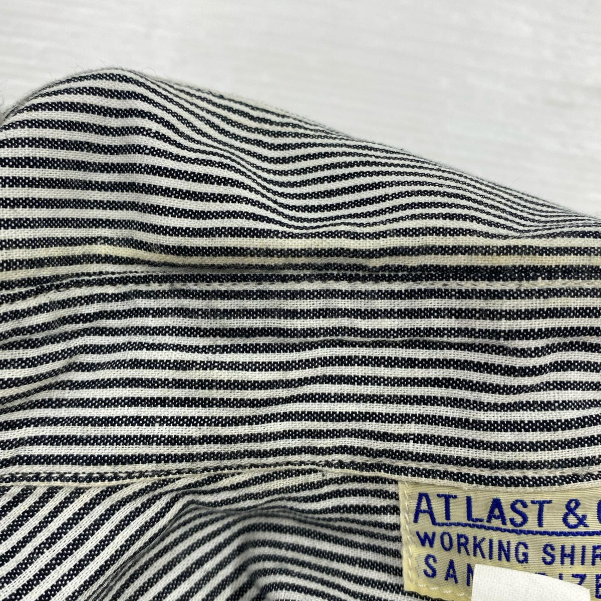 長袖シャツ ATLAST&CO ヒッコリー ワークシャツ 14 1/2 白 黒