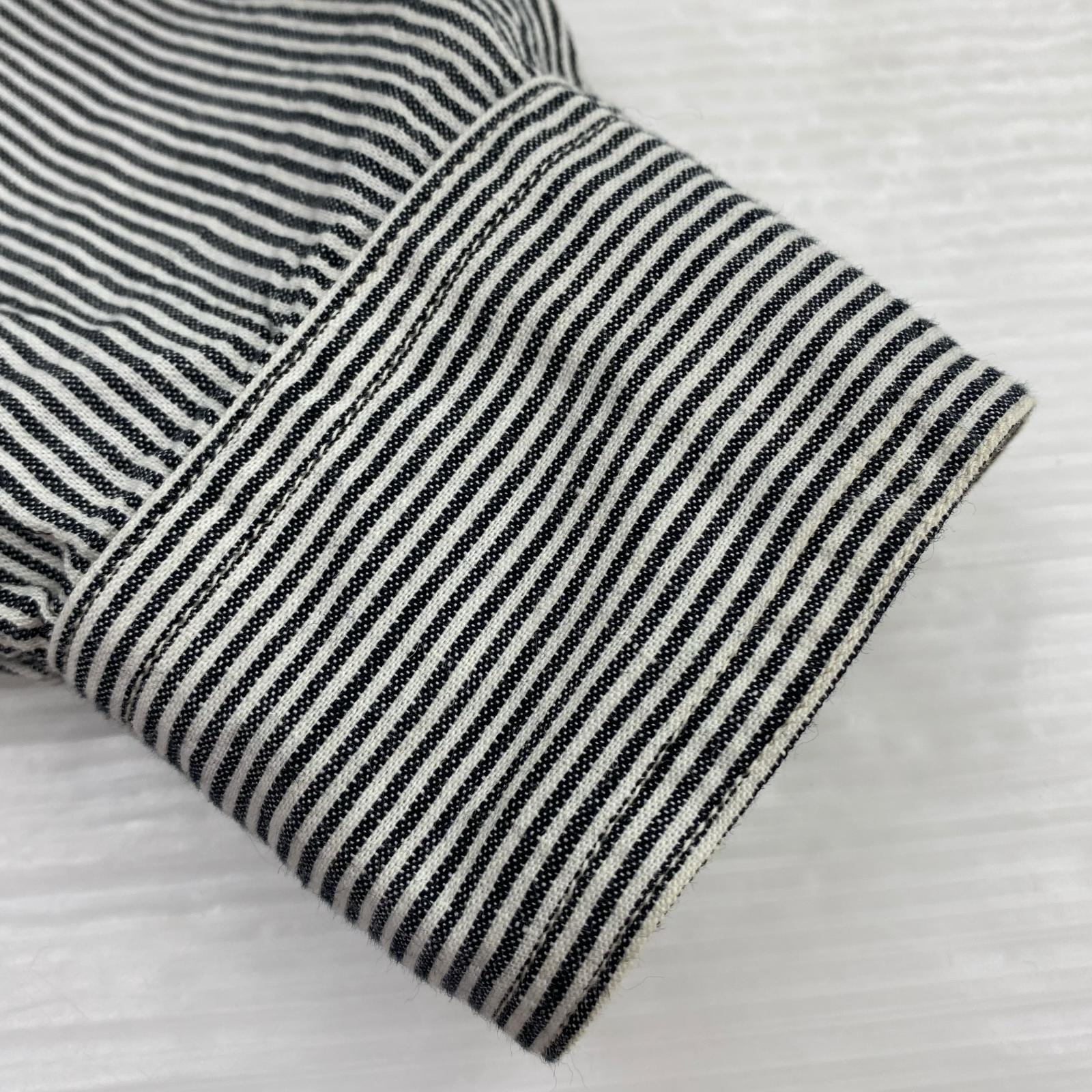 長袖シャツ ATLAST&CO ヒッコリー ワークシャツ 14 1/2 白 黒