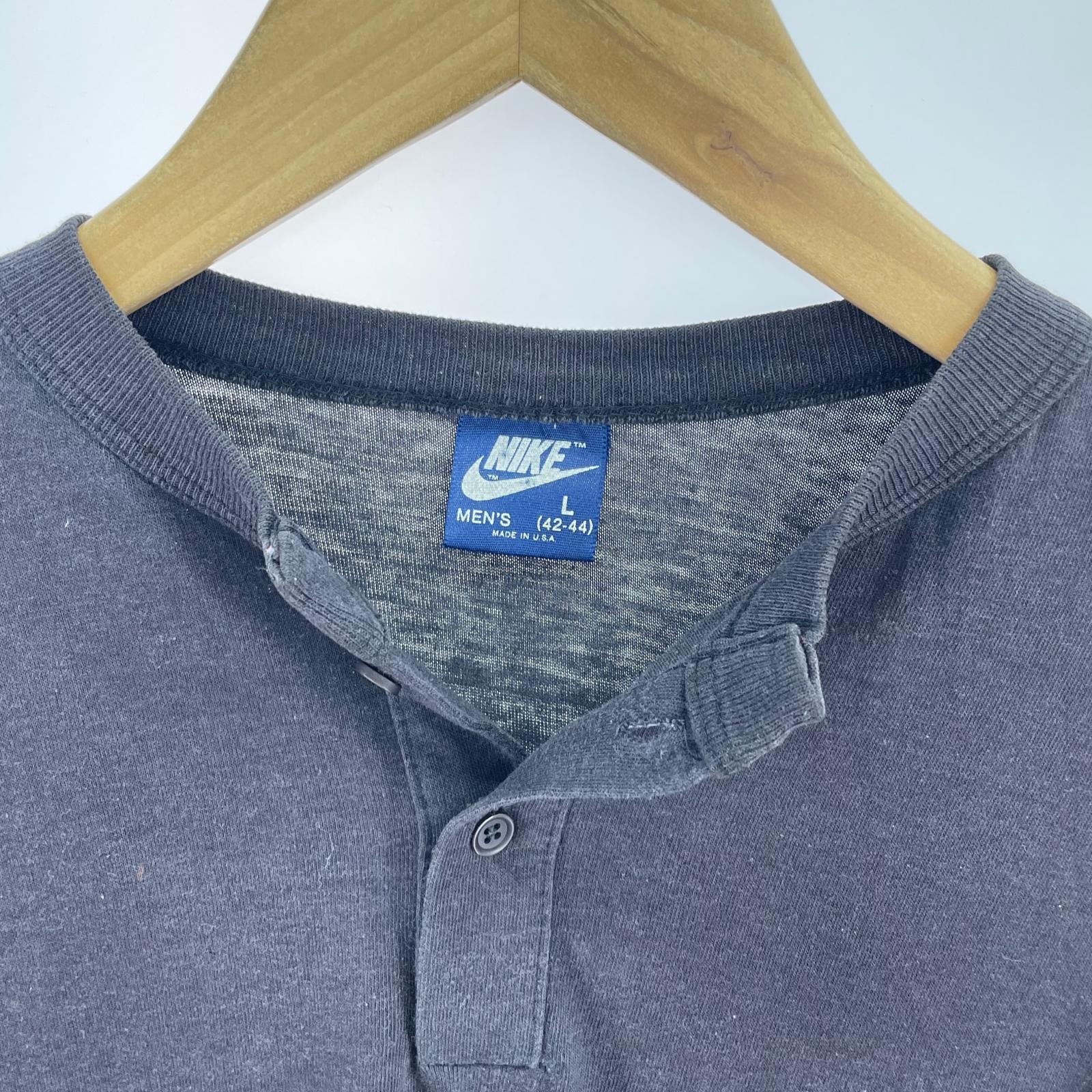 長袖Ｔシャツ 紺タグ アームロゴ ヘンリーネック 黒 （L） L ブラック