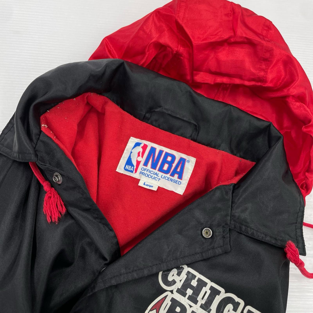 ジャケット 90s頃 NBA CHICAGO BULLS ﾅｲﾛﾝｼﾞｬｹｯﾄ BLK L ブラック