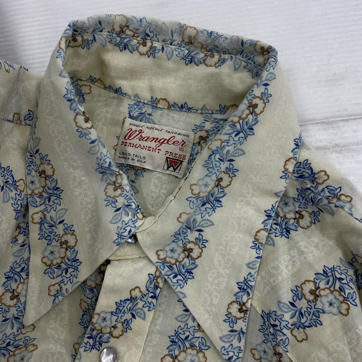 長袖シャツ 70s 花柄ｽﾄﾗｲﾌﾟ ｳｴｽﾀﾝｼｬﾂ