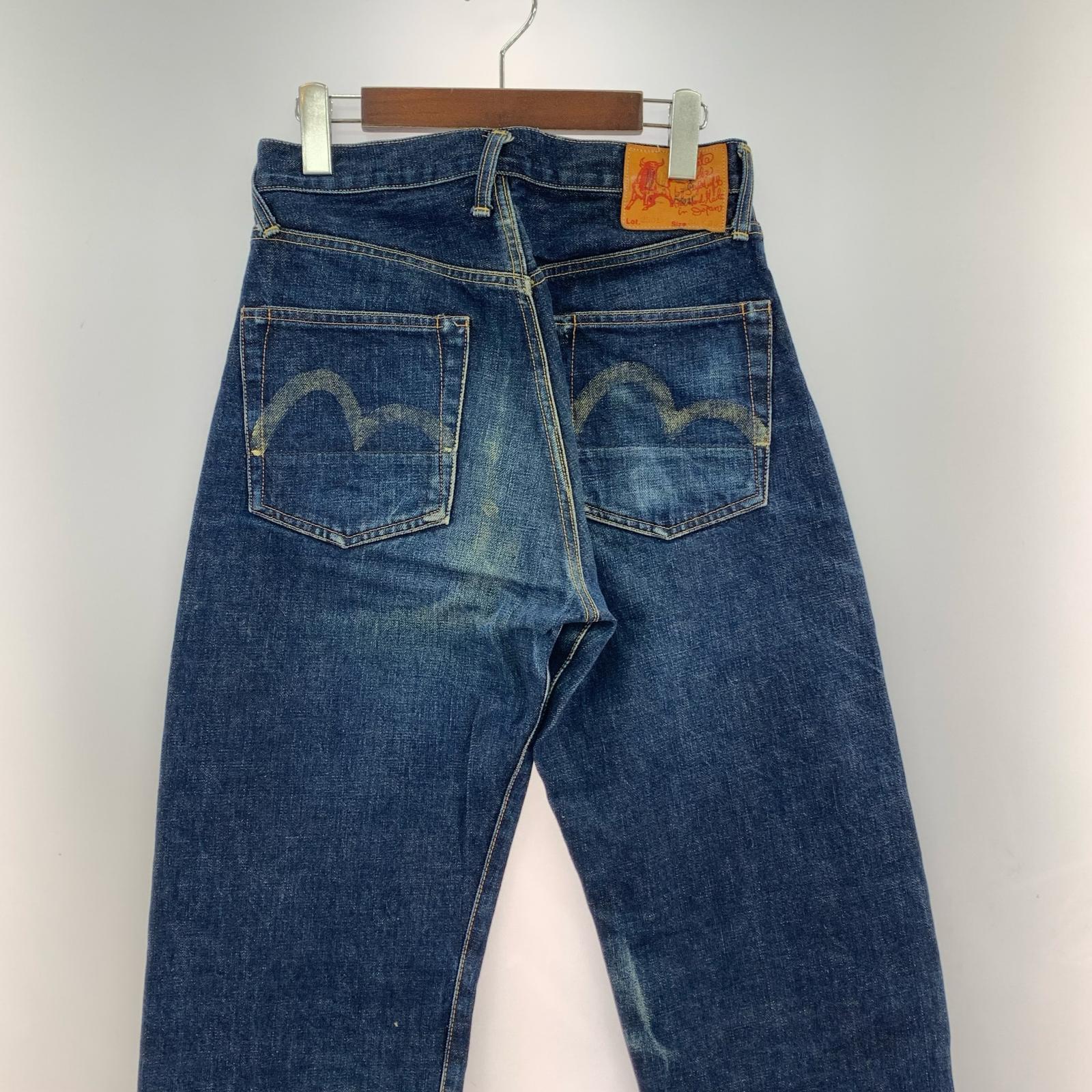 デニムパンツ EVISU 初期 水牛パッチ 2501xx セルビッチ デニム W30 30 ネイビー