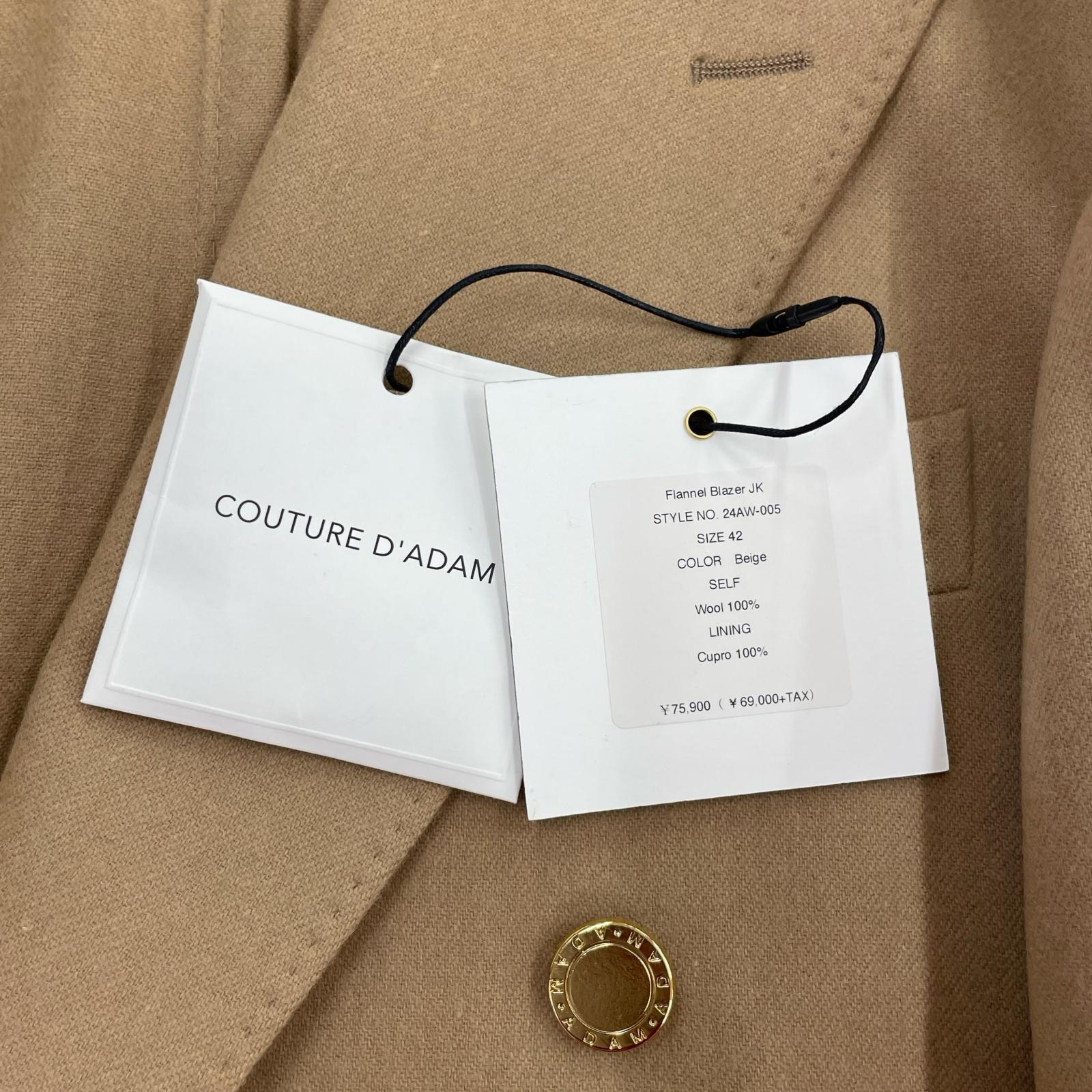 テーラードジャケット COUTURE D’ADAM 24AW Flannel Blazer 42 ブラック