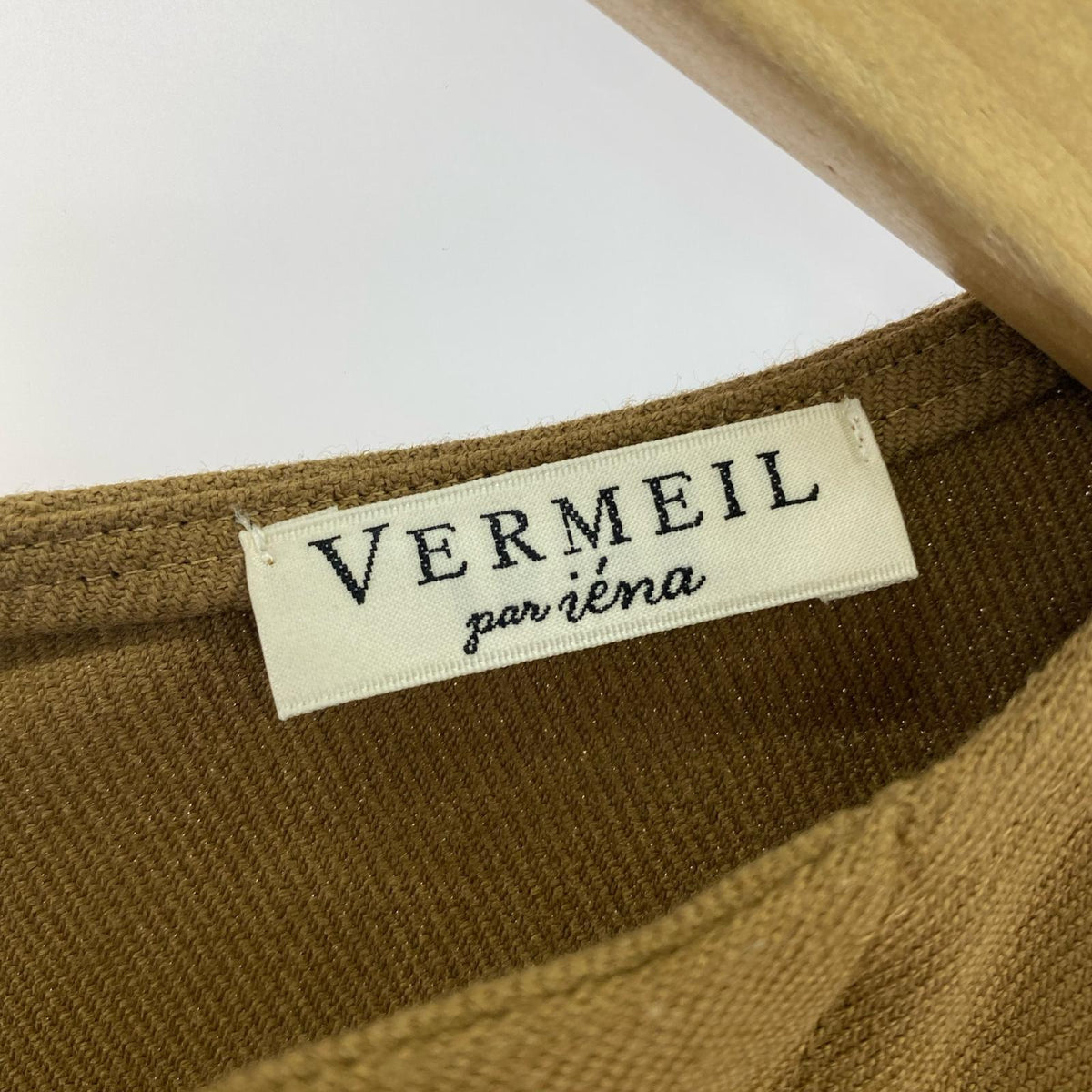 ワンピース VERMEIL par iena ウエストシェイプパフスリーフワンピース 茶 38 ブラウン