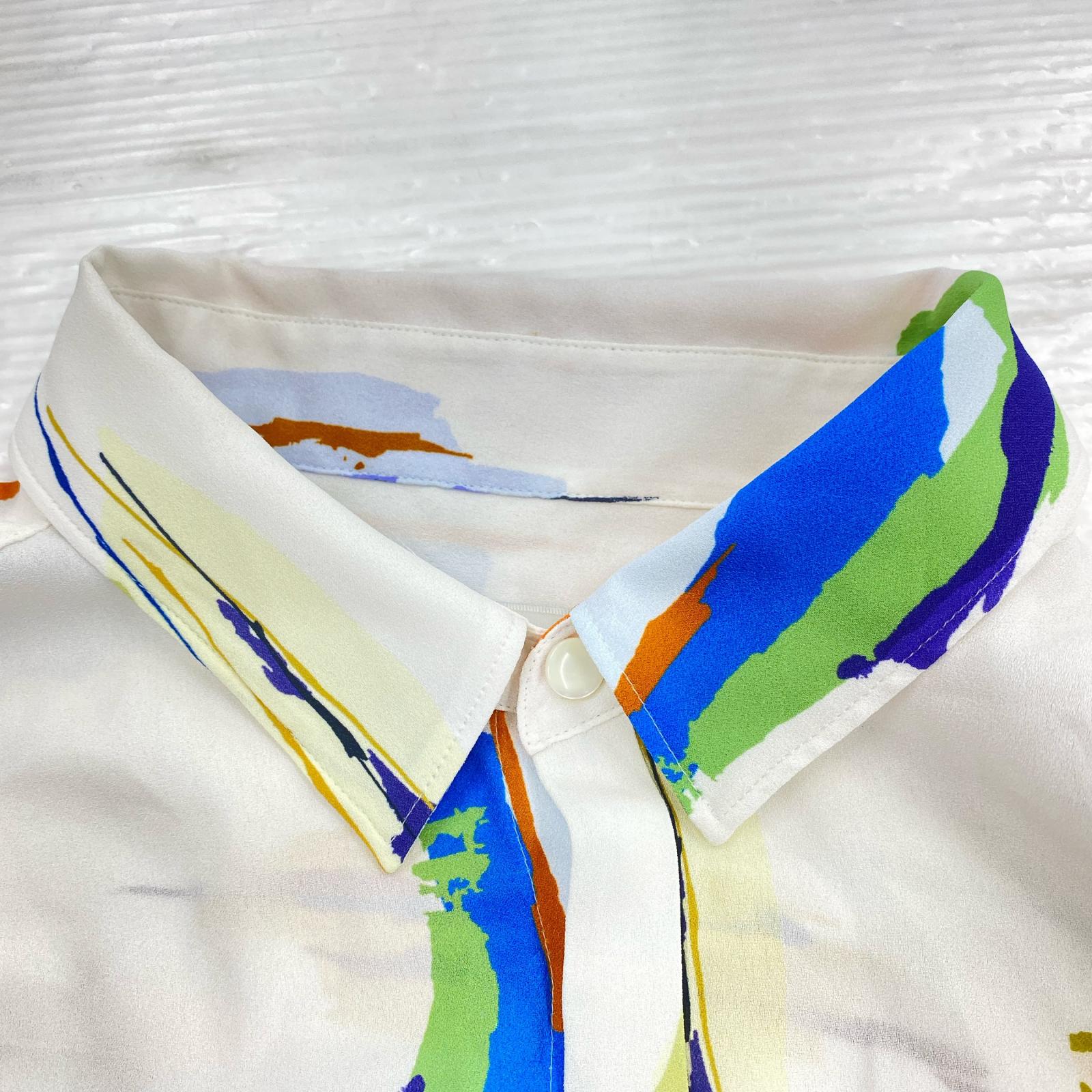 半袖シャツ LiNoH 　総柄シャツ　2 2 ホワイト