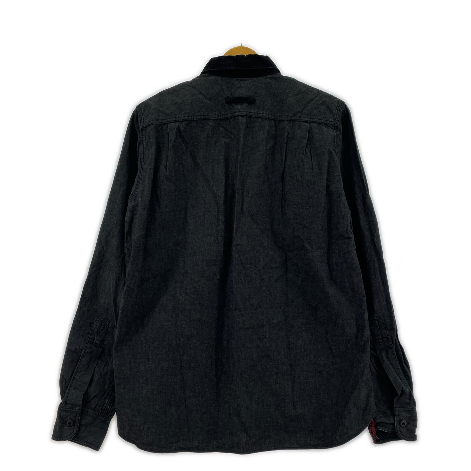 長袖シャツ COMME des GARCONS 襟コーデュロイ L/Sシャツ HL-B046 黒 (S) S ブラック
