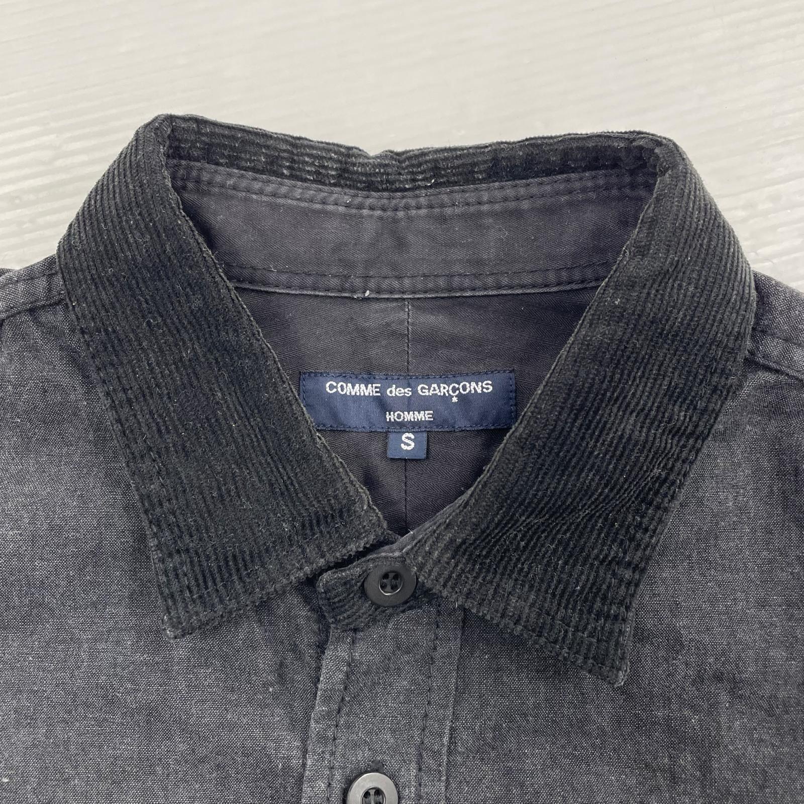 長袖シャツ COMME des GARCONS 襟コーデュロイ L/Sシャツ HL-B046 黒 (S) S ブラック