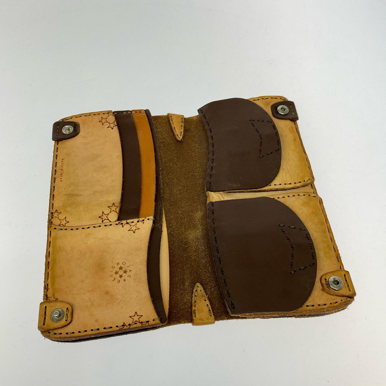 長財布 OJAGADESIGN レザーバイカーウォレット 茶 ブラウン