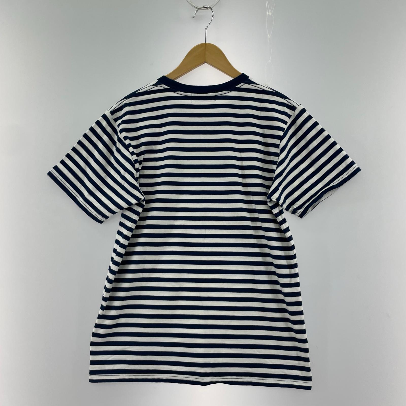 半袖Ｔシャツ A BATHING APE ワンポイントロゴ S/S TEE ボーダー 白×紺 (M) M