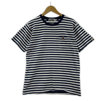 半袖Ｔシャツ A BATHING APE ワンポイントロゴ S/S TEE ボーダー 白×紺 (M) M