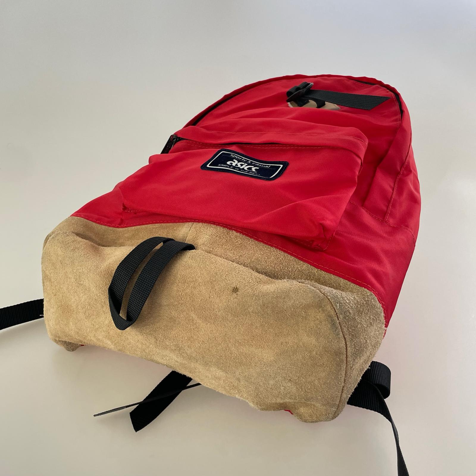 リュック・デイパック OLD ASICS 底スエード ナイロンリュック RED レッド