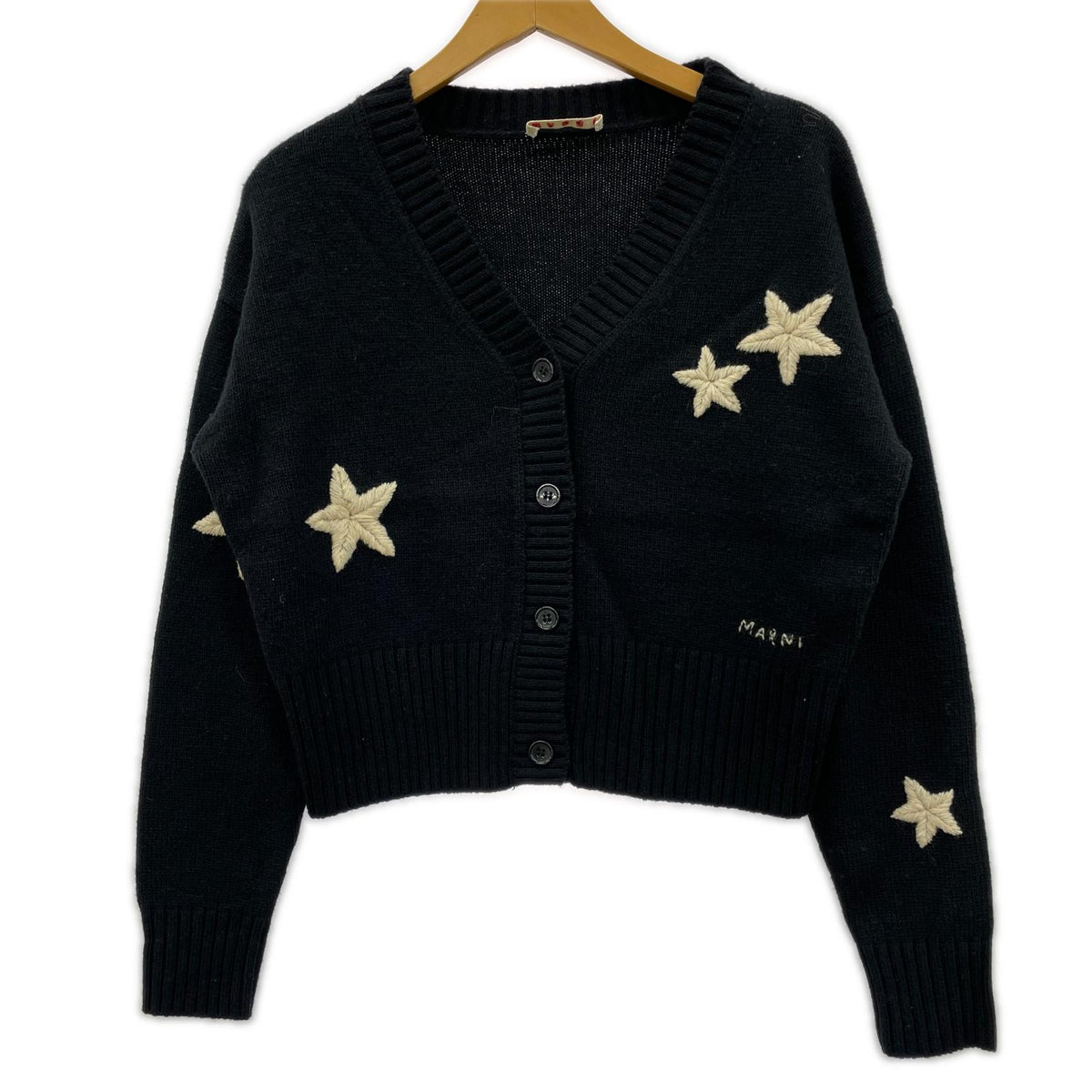 カーディガン MARNI KIDS ｸﾛｯﾌﾟﾄﾞｳｰﾙｶｰﾃﾞｨｶﾞﾝ　黒 ブラック