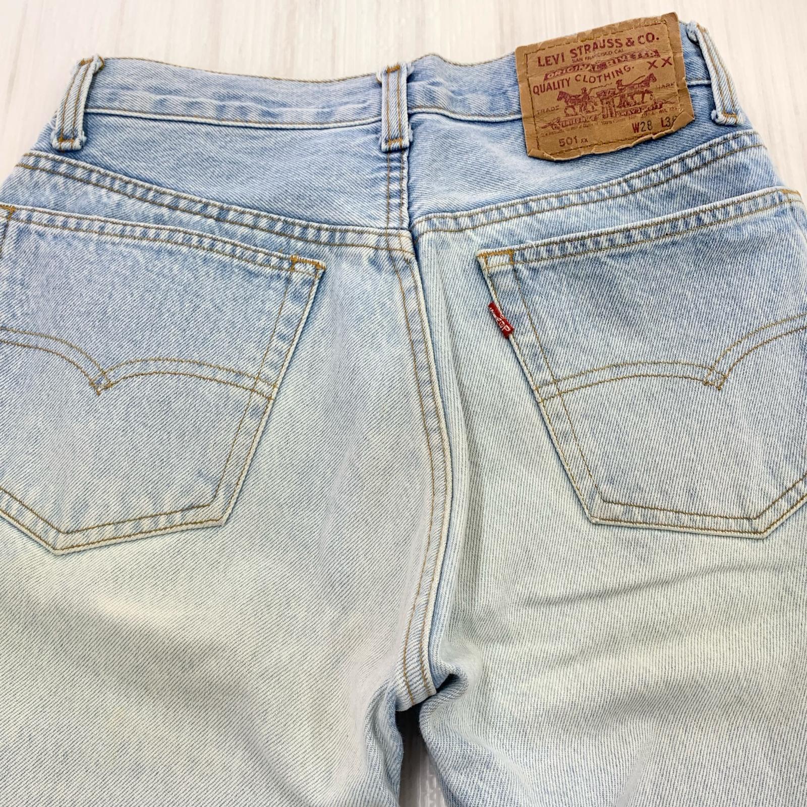 デニムパンツ 90s/バレンシア/501/555刻印 28 ブルー