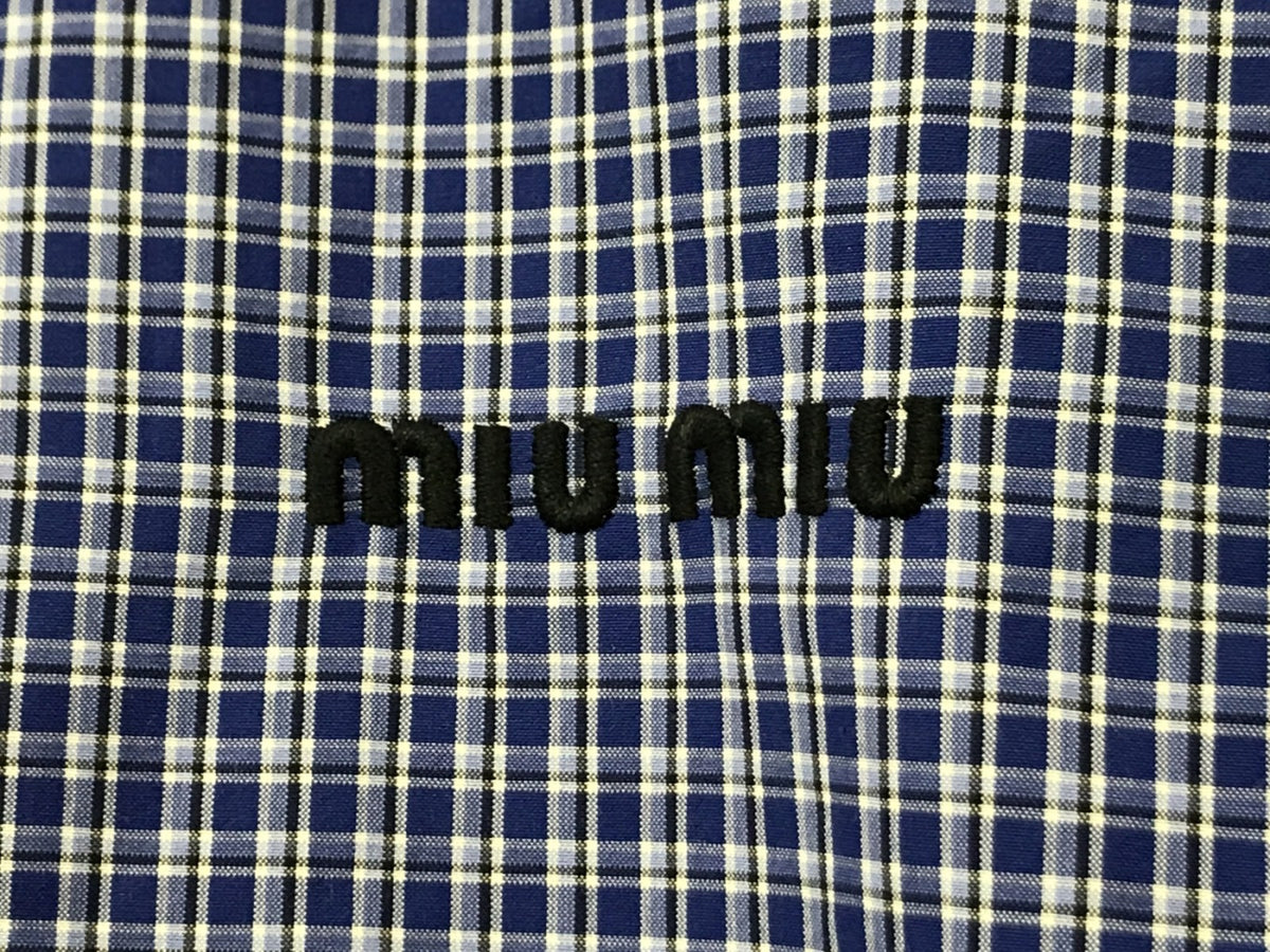 miumiu/ﾁｪｯｸｼｬﾂ/青/38