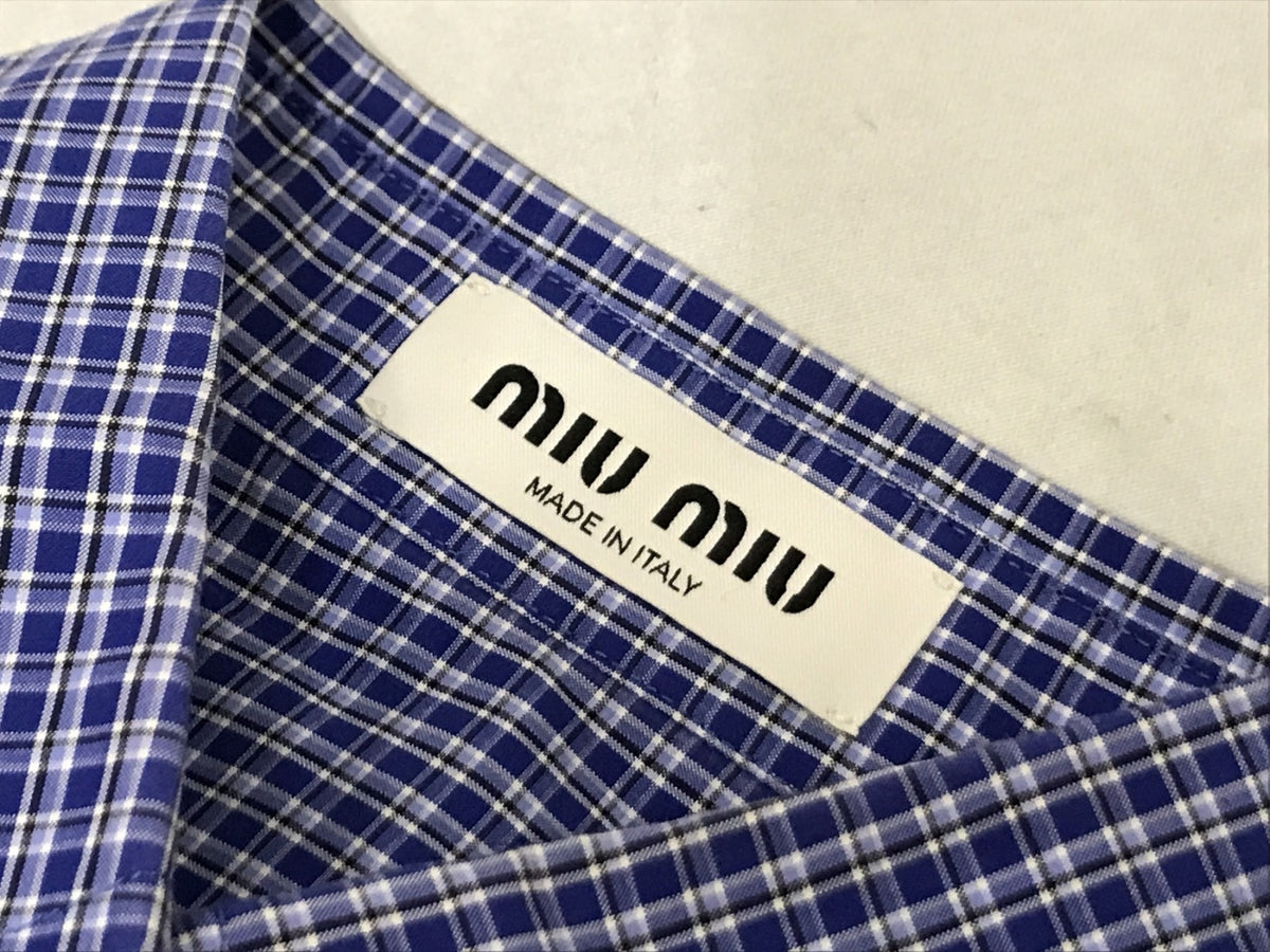 miumiu/ﾁｪｯｸｼｬﾂ/青/38