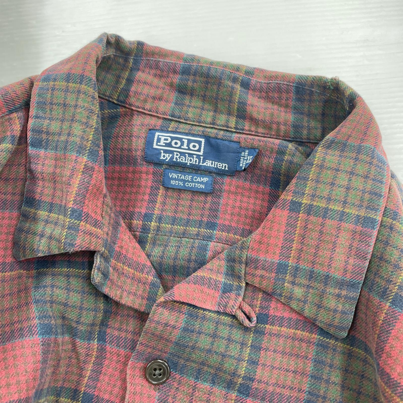 長袖シャツ VINTAGE CAMP Open Collar Check Shirt XL マルチカラー