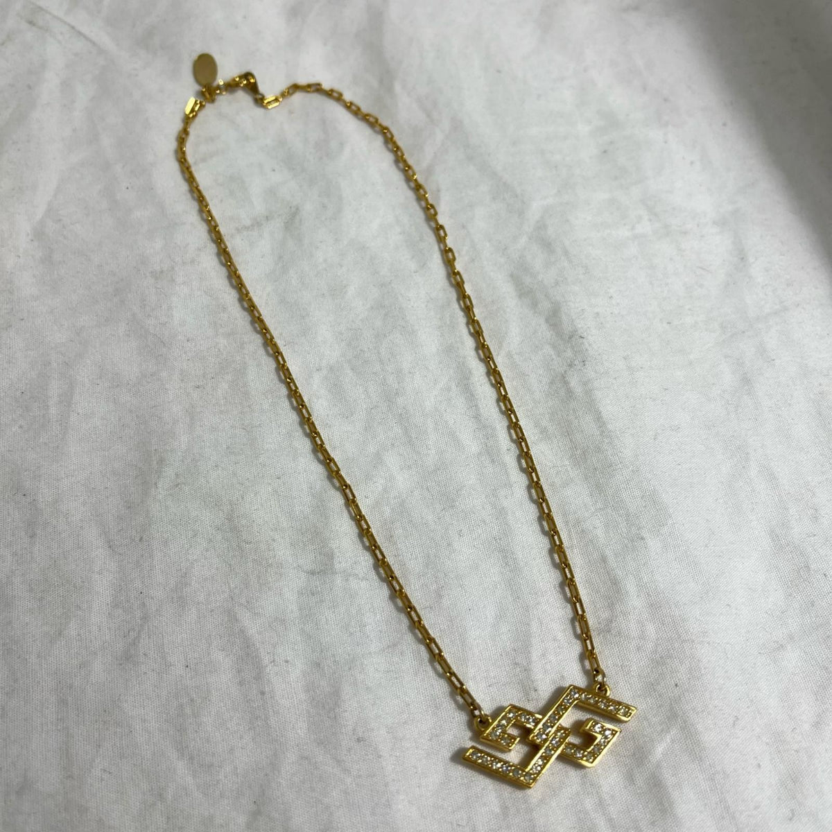 GIVENCHY ダブルG ラインストーン ネックレス ゴールド