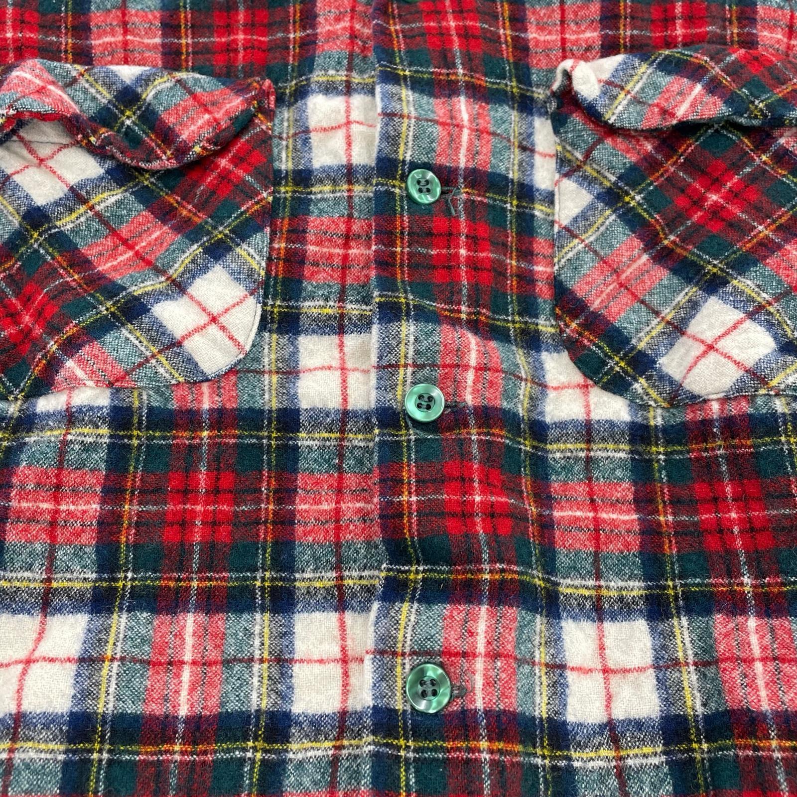 長袖シャツ チェックシャツ 赤白 (M) M