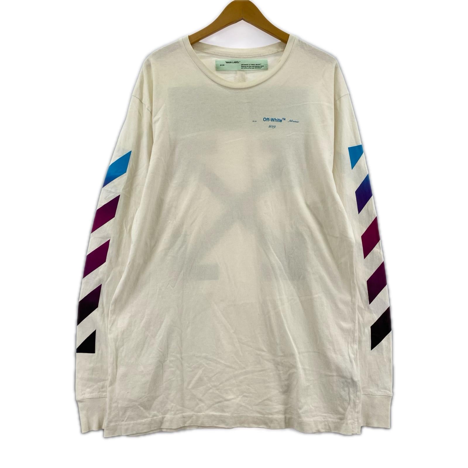 長袖Ｔシャツ OFF-WHITE Diag Gradient L/S T-Shirt OMAB001F18185005 白 (XXL) ホワイト