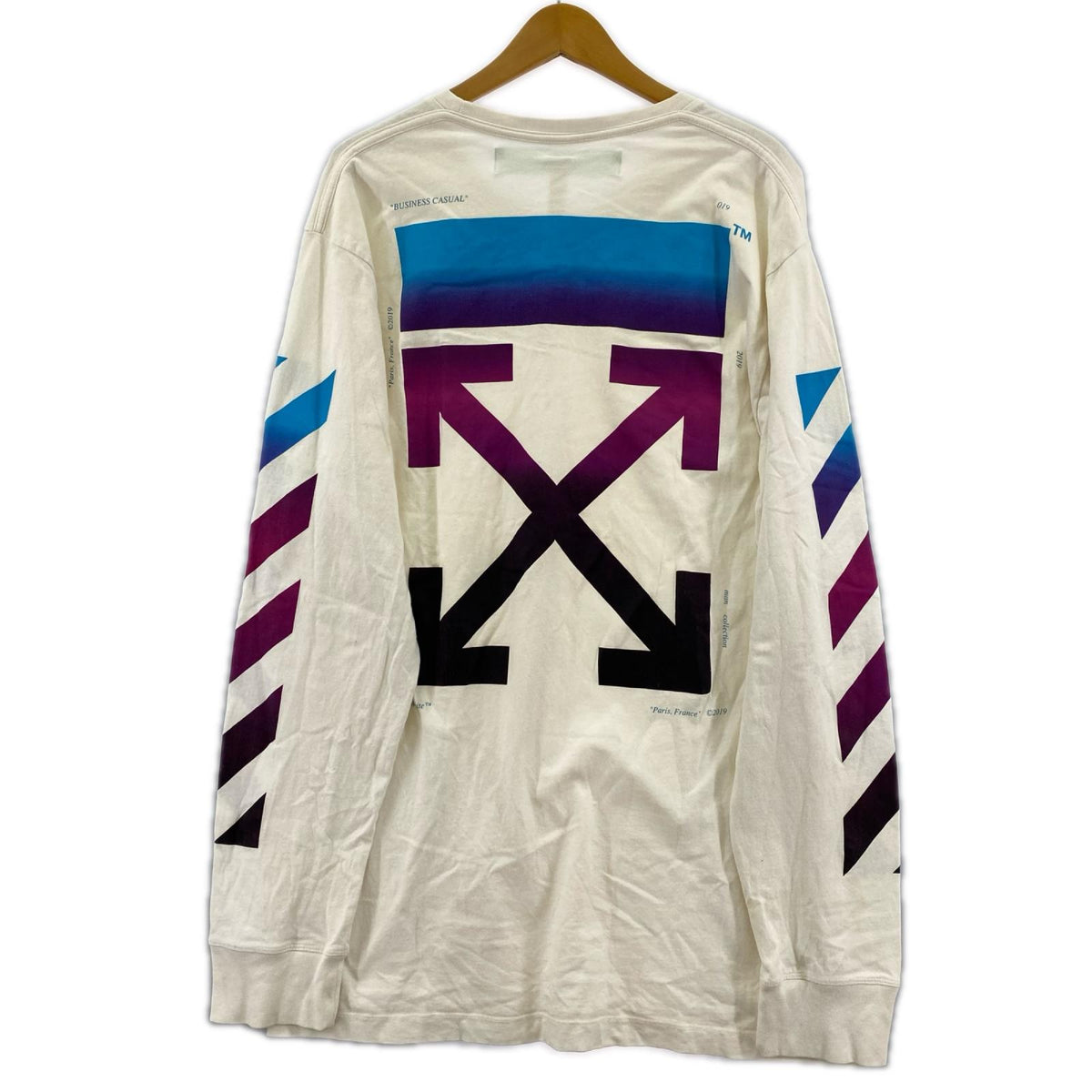 長袖Ｔシャツ OFF-WHITE Diag Gradient L/S T-Shirt OMAB001F18185005 白 (XXL) ホワイト