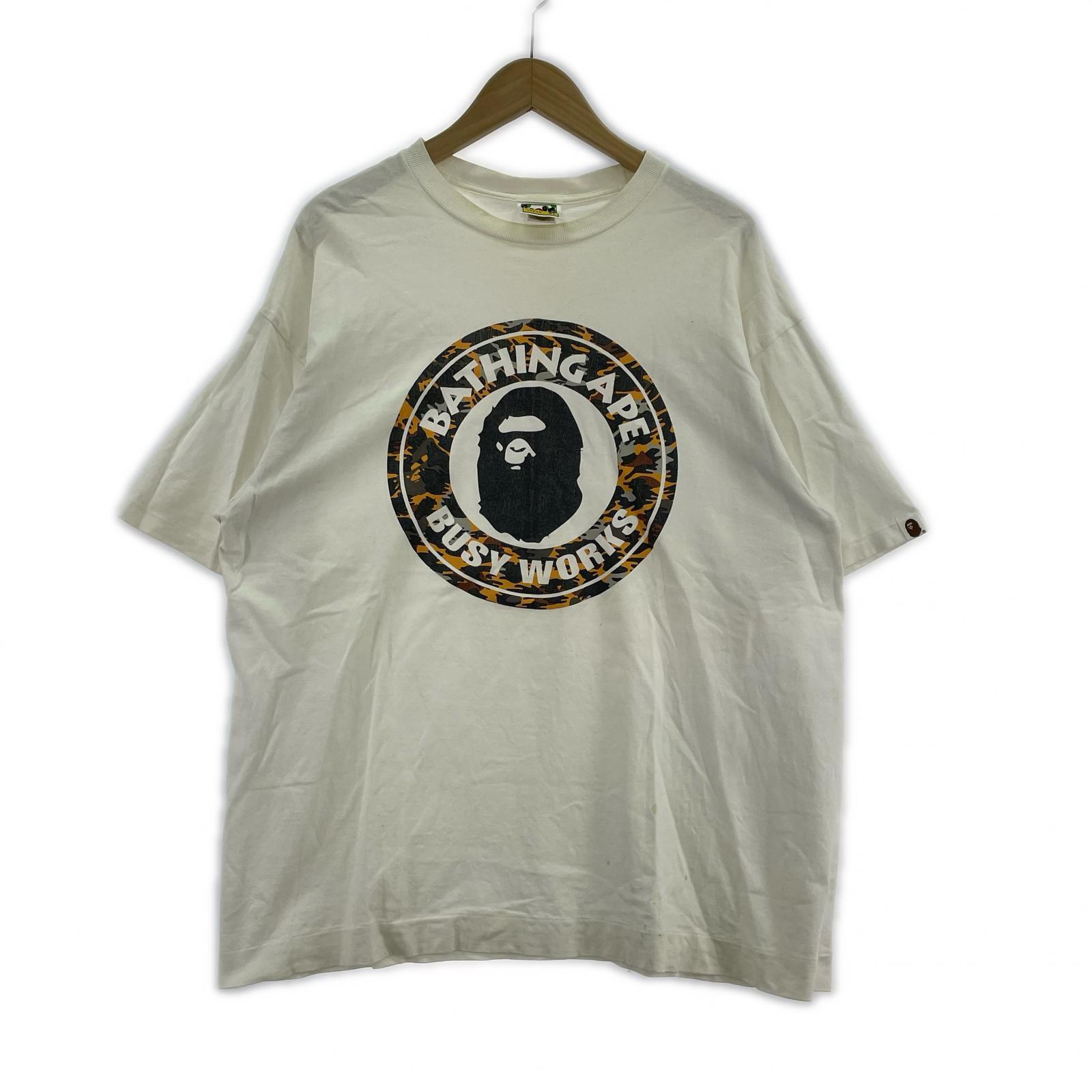 半袖Ｔシャツ A BATHING APE カモフラサークルロゴ プリントTee XL ブラック ホワイト