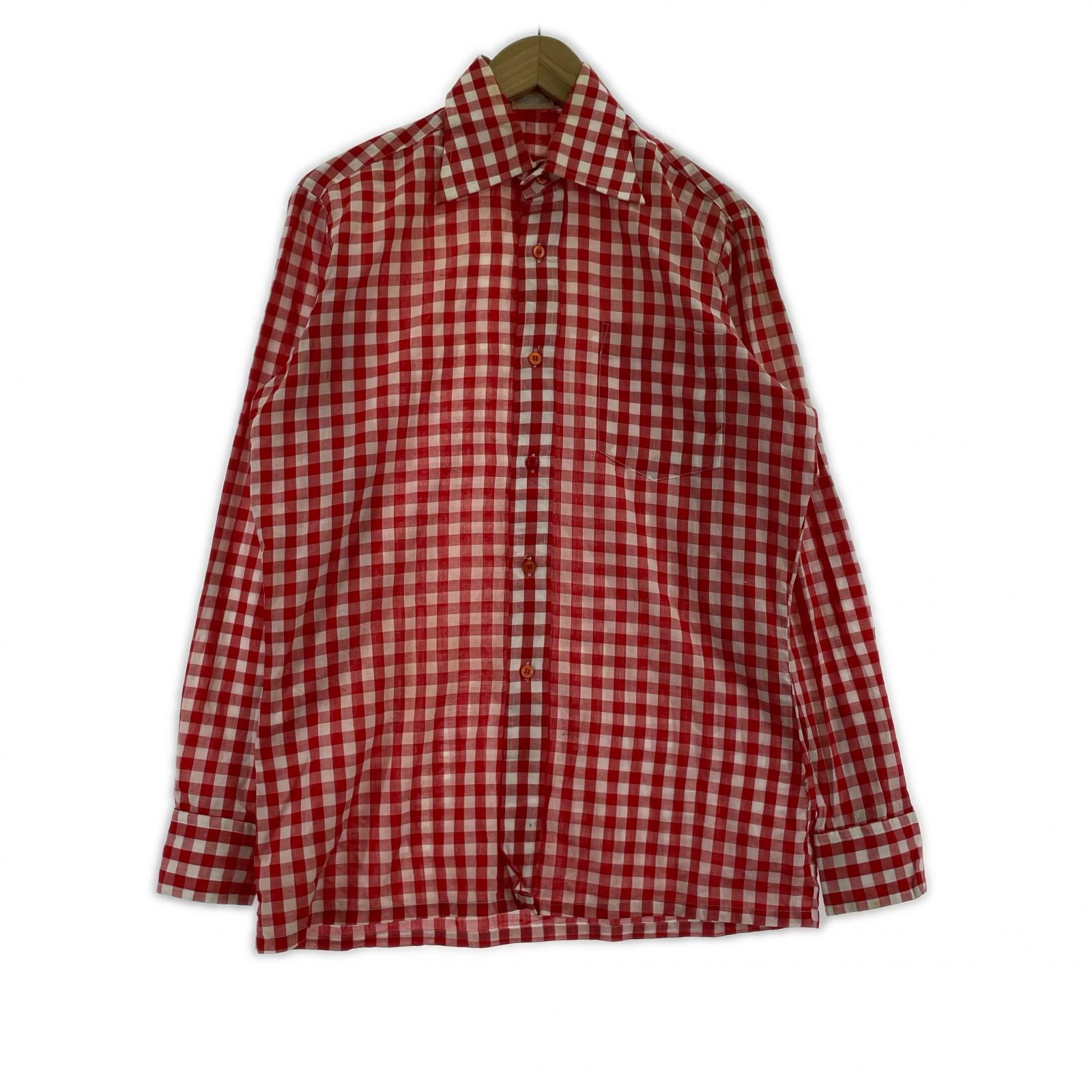 長袖シャツ 70's ギンガムチェックシャツ RED レッド