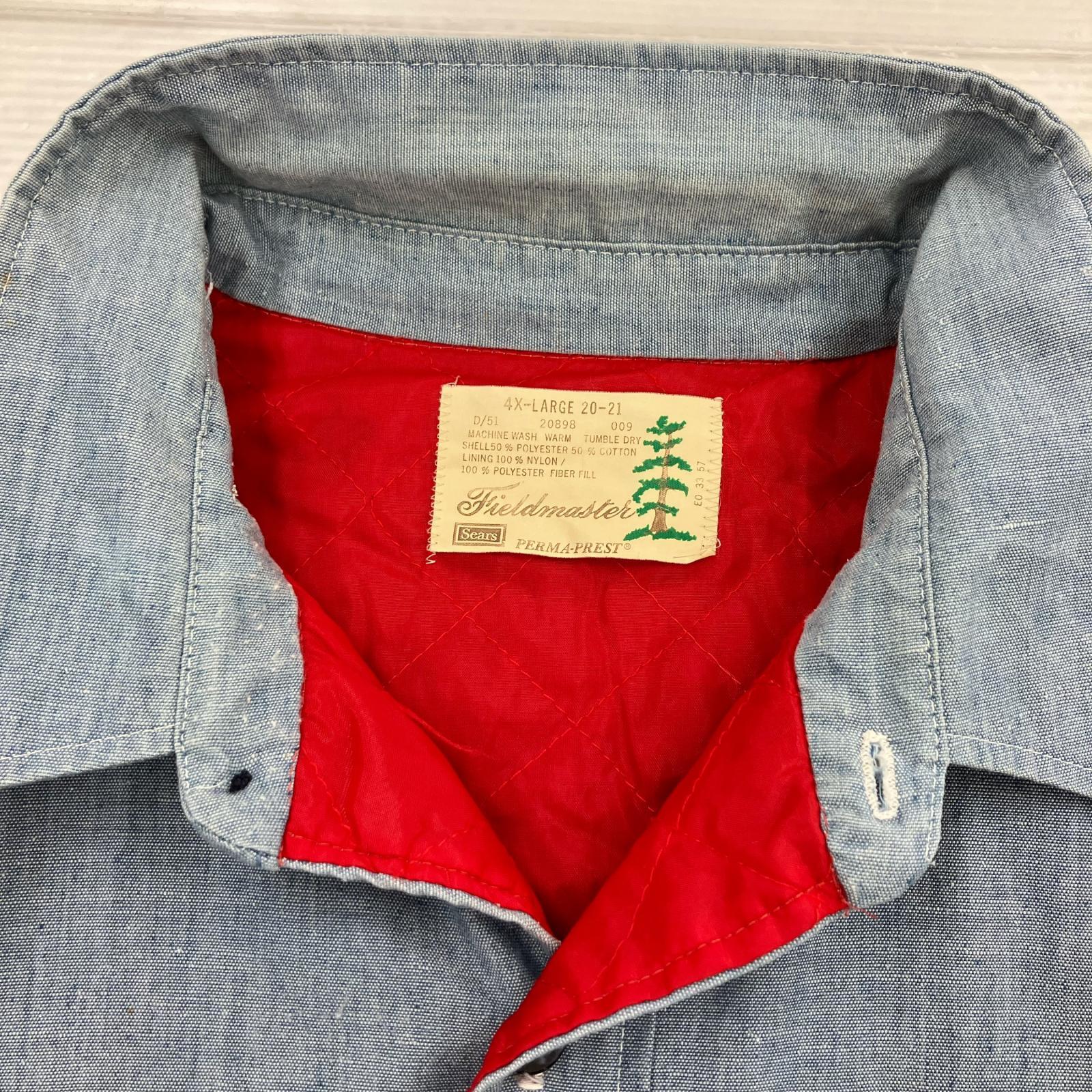 長袖シャツ sears Fieldmaster 裏キルティングシャツ (4XL) ブルー