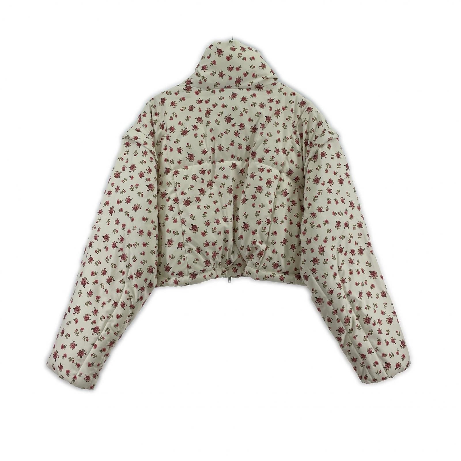 ジャケット 花柄ショートダウンジャケット (M) M ホワイト