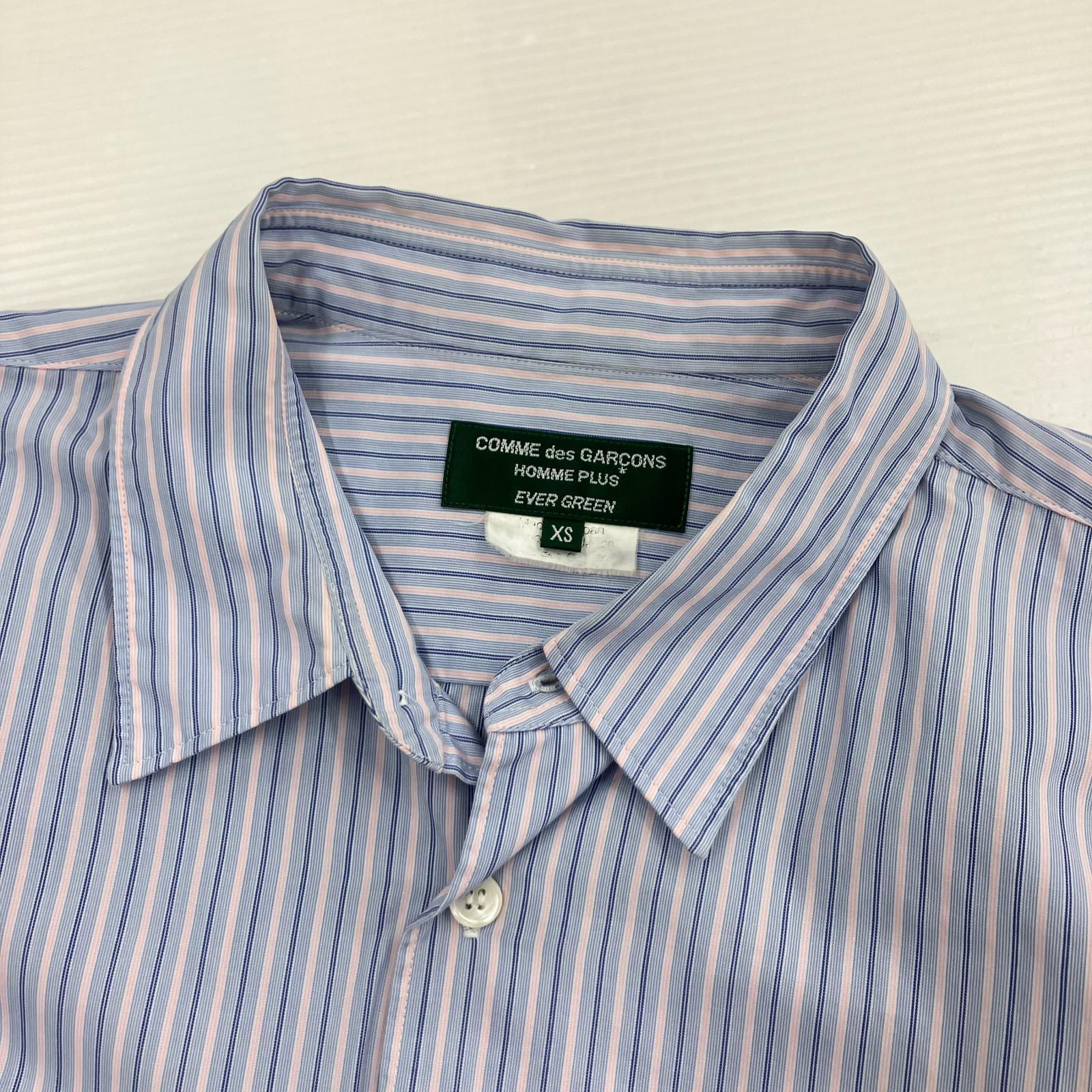 長袖シャツ HOMME PLUS EVER GREEN ストライプ (XS)