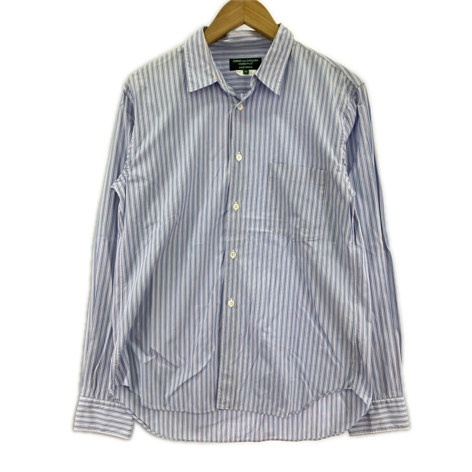 長袖シャツ HOMME PLUS EVER GREEN ストライプ (XS)