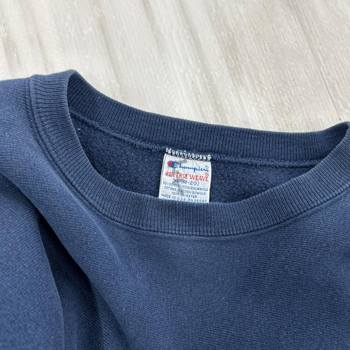 スウェット Champion 90s USA製 目あり ﾘﾊﾞｰｽｳｨｰﾌﾞｽｳｪｯﾄ 紺 (XL) ネイビー