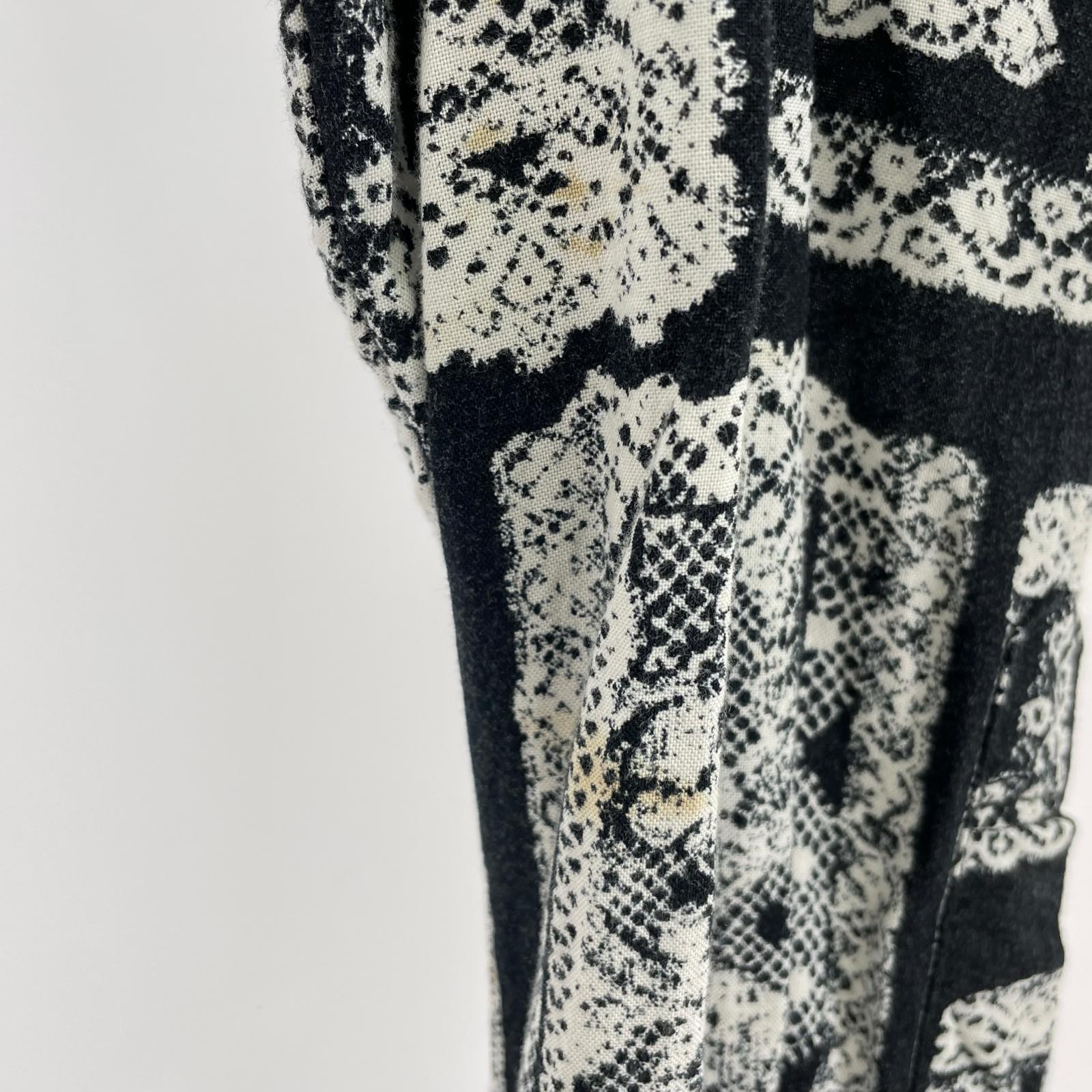 長袖シャツ 総柄レーヨンシャツ BLK M ブラック