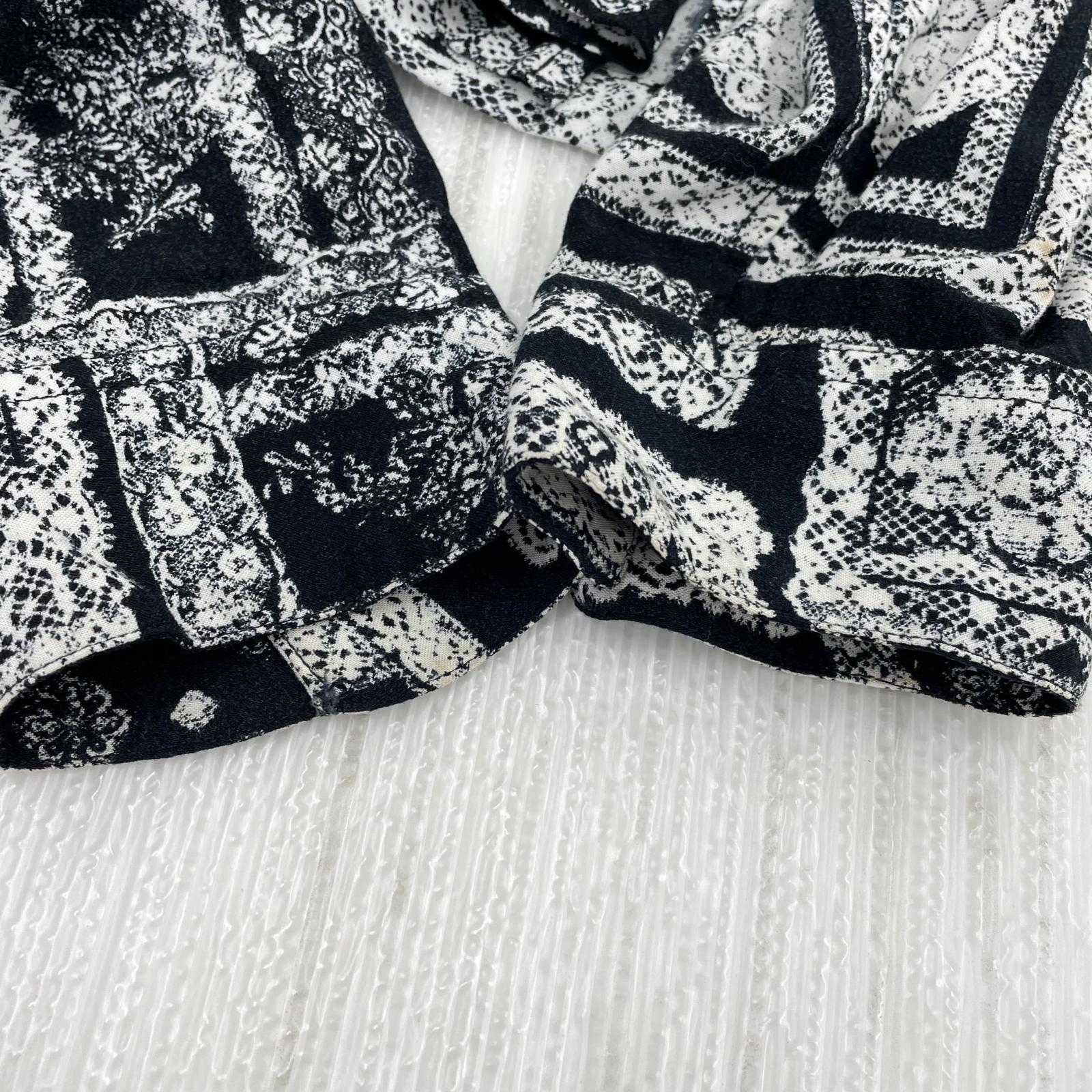 長袖シャツ 総柄レーヨンシャツ BLK M ブラック