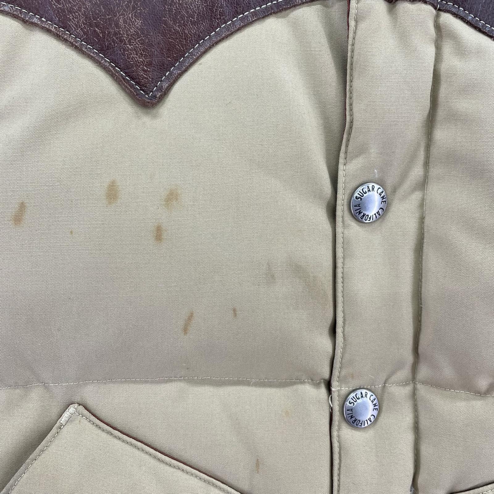 ダウンベスト LEATHER YOKE DOWN VEST（S) S ベージュ