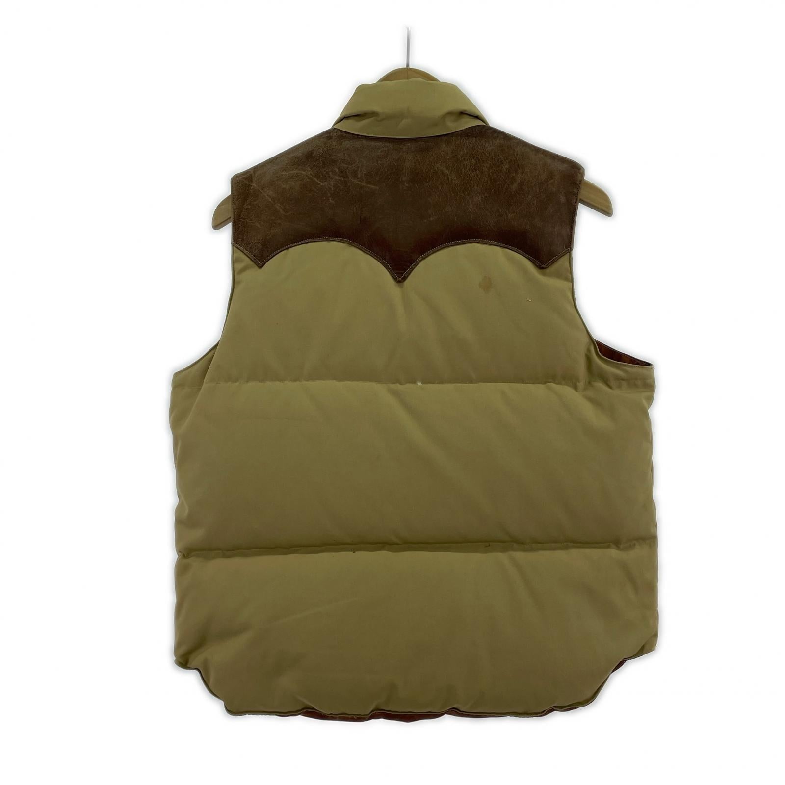 ダウンベスト LEATHER YOKE DOWN VEST（S) S ベージュ