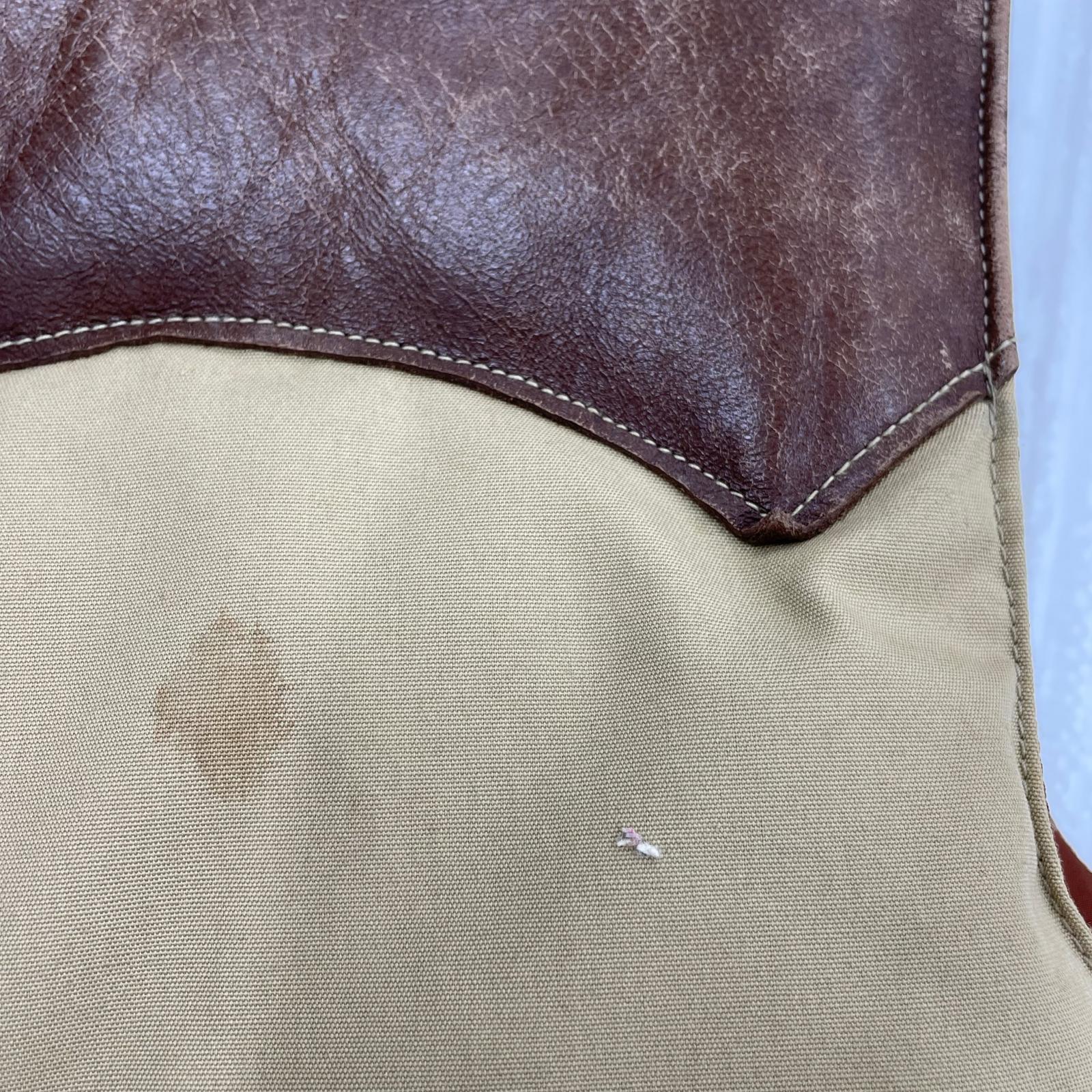 ダウンベスト LEATHER YOKE DOWN VEST（S) S ベージュ