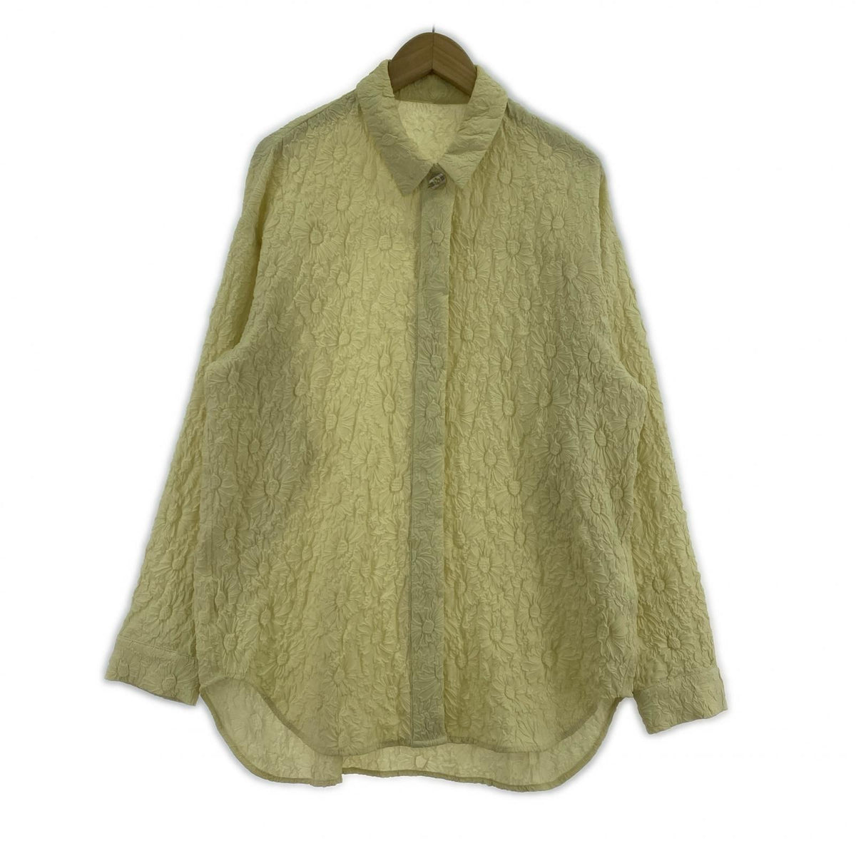 長袖シャツ SHRINK FLOWER SHIRT　YEL　ししゅ フリー グリーン