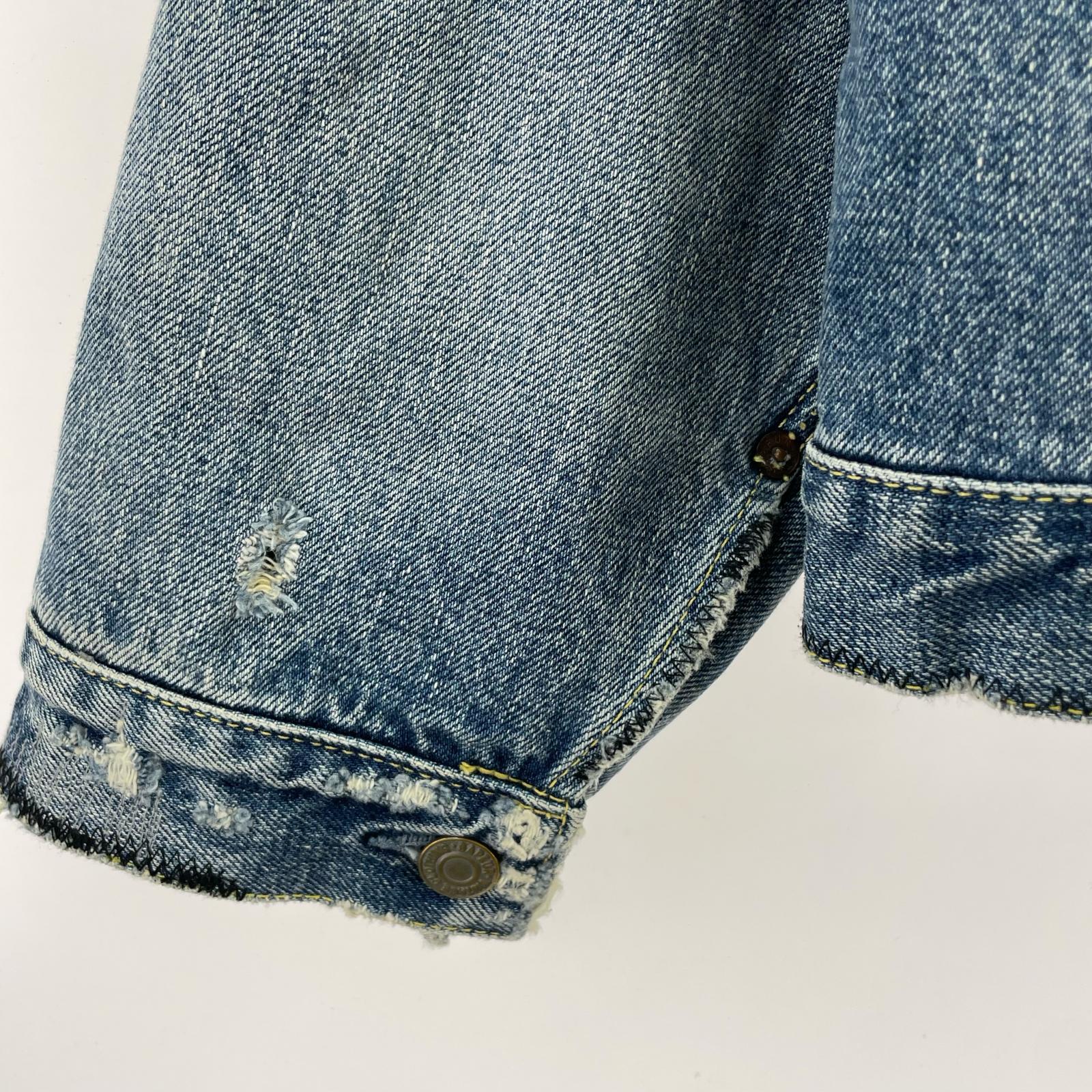 デニムジャケット ダメージ加工 デニムジャケット (XL) インディゴ ブルー